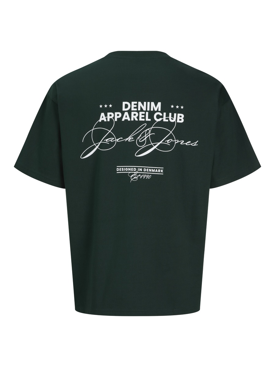 Dark Green Printed Crew Neck T-Shirt
