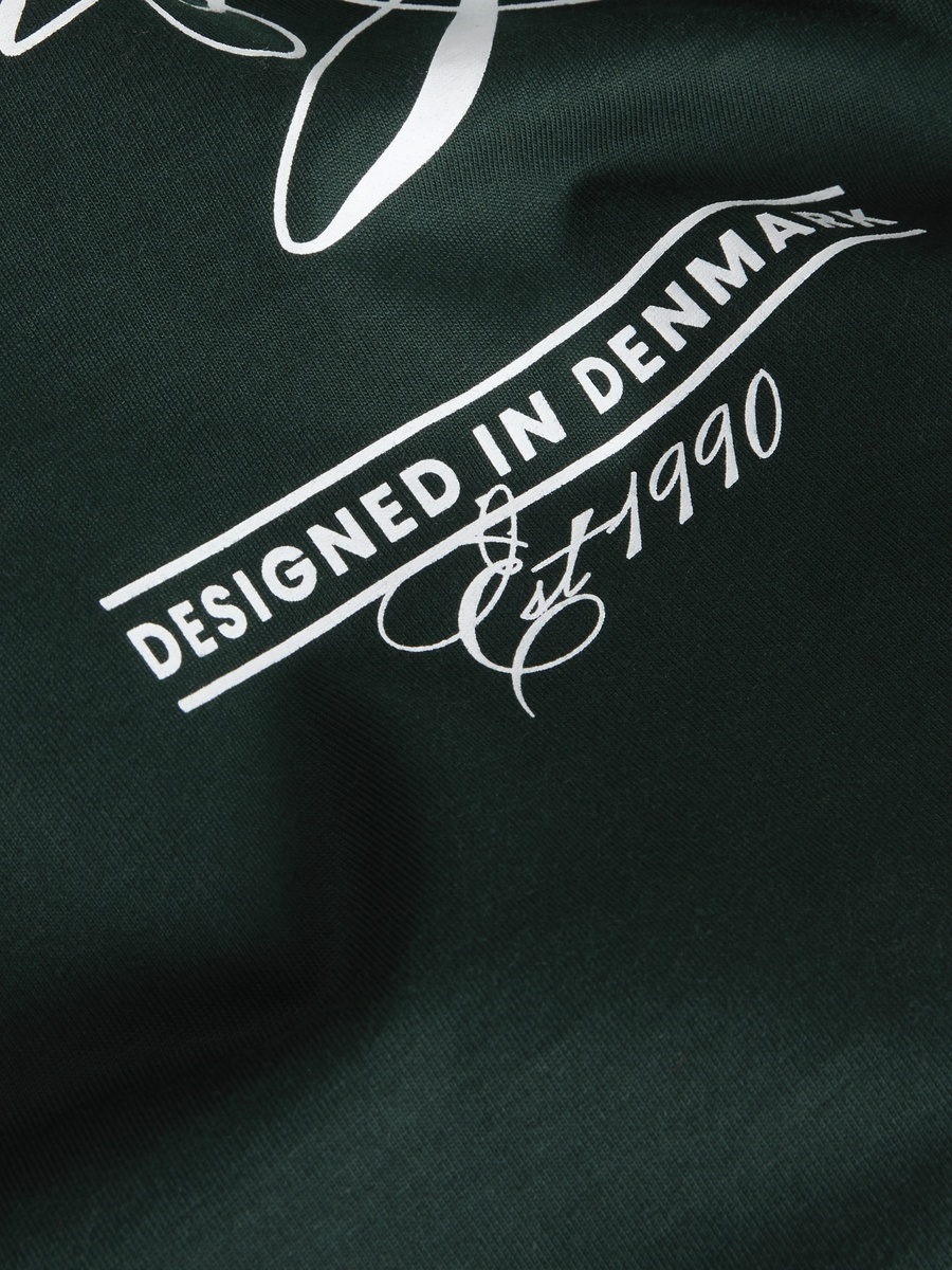 Dark Green Printed Crew Neck T-Shirt