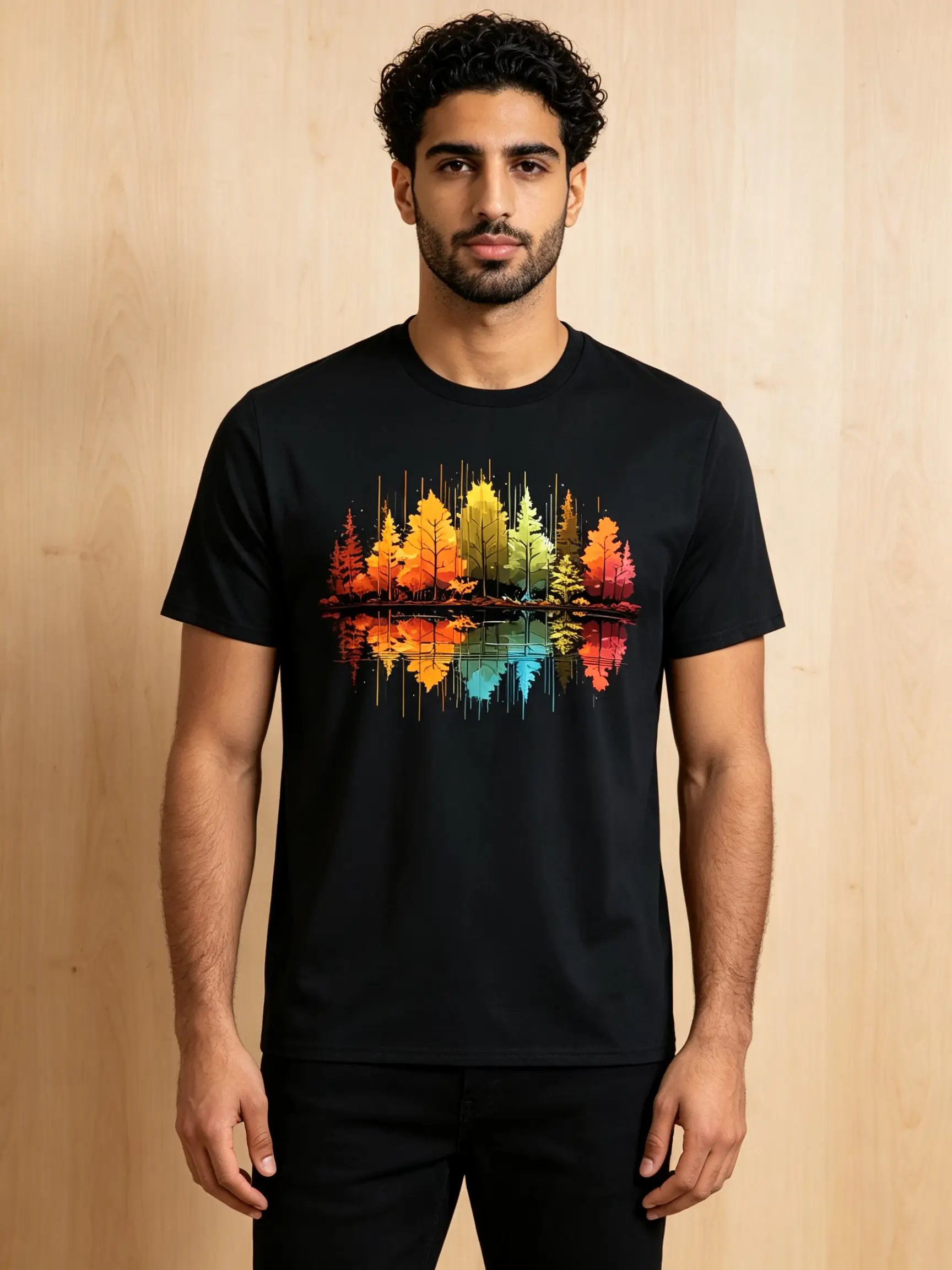 Black Graphic Print Short Sleeves Round Neck T-Shirt