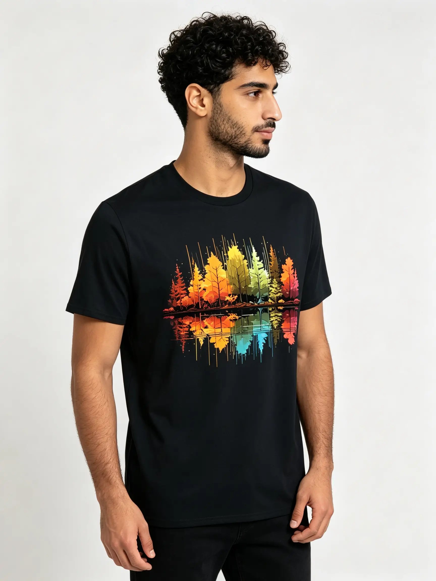 Black Graphic Print Short Sleeves Round Neck T-Shirt