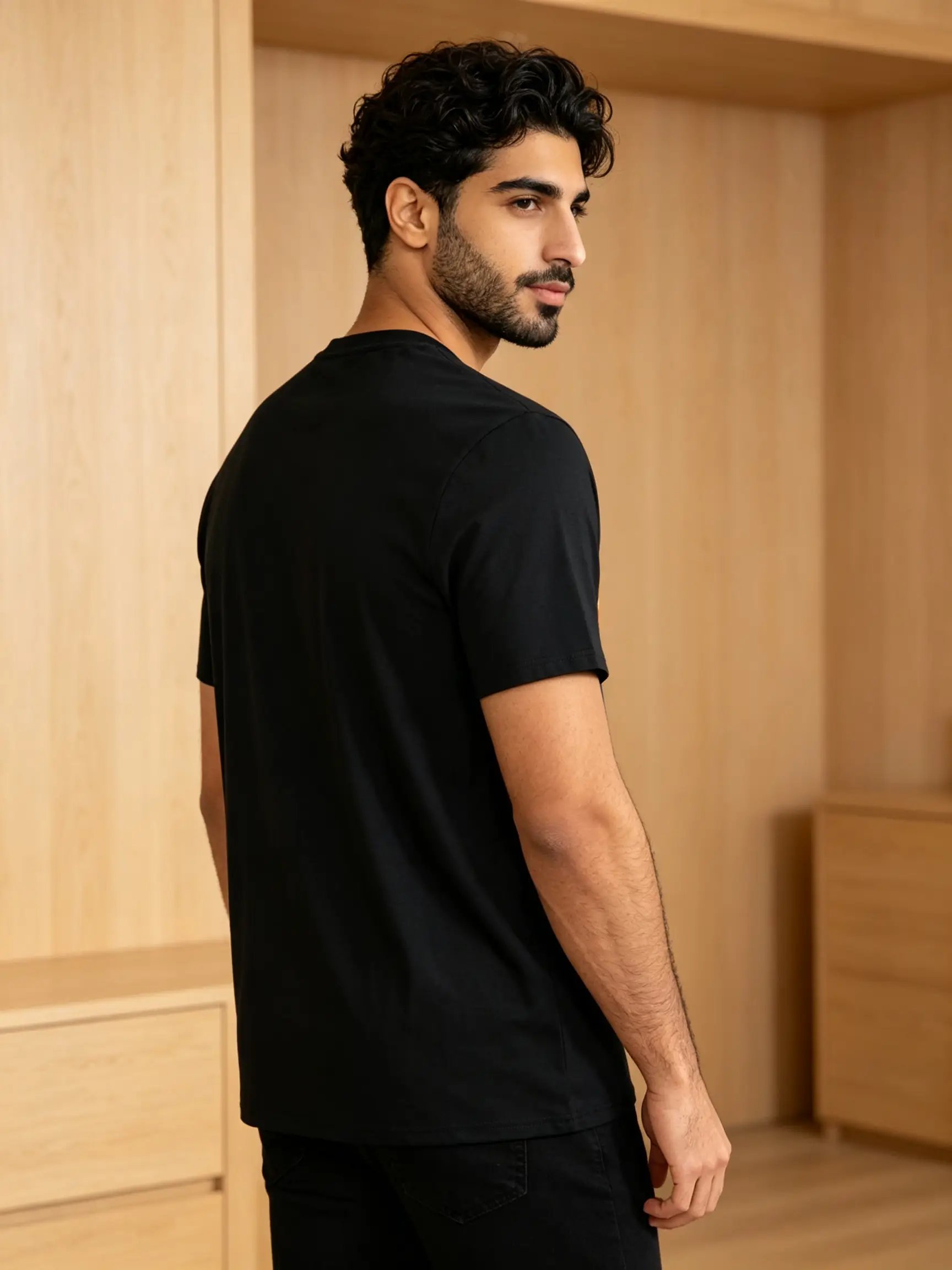 Black Graphic Print Short Sleeves Round Neck T-Shirt