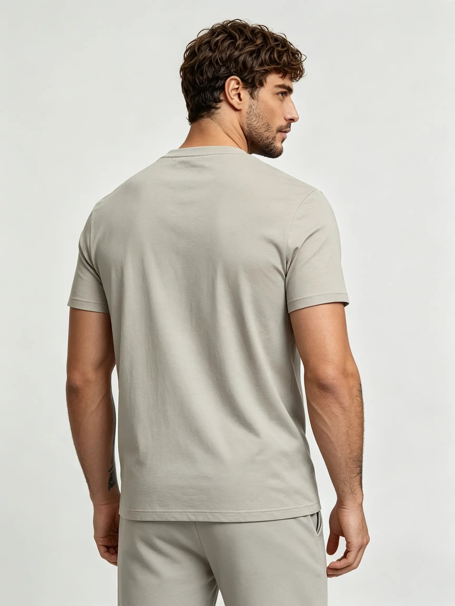 Grey Chess Print Round Neck T-Shirt - Grey