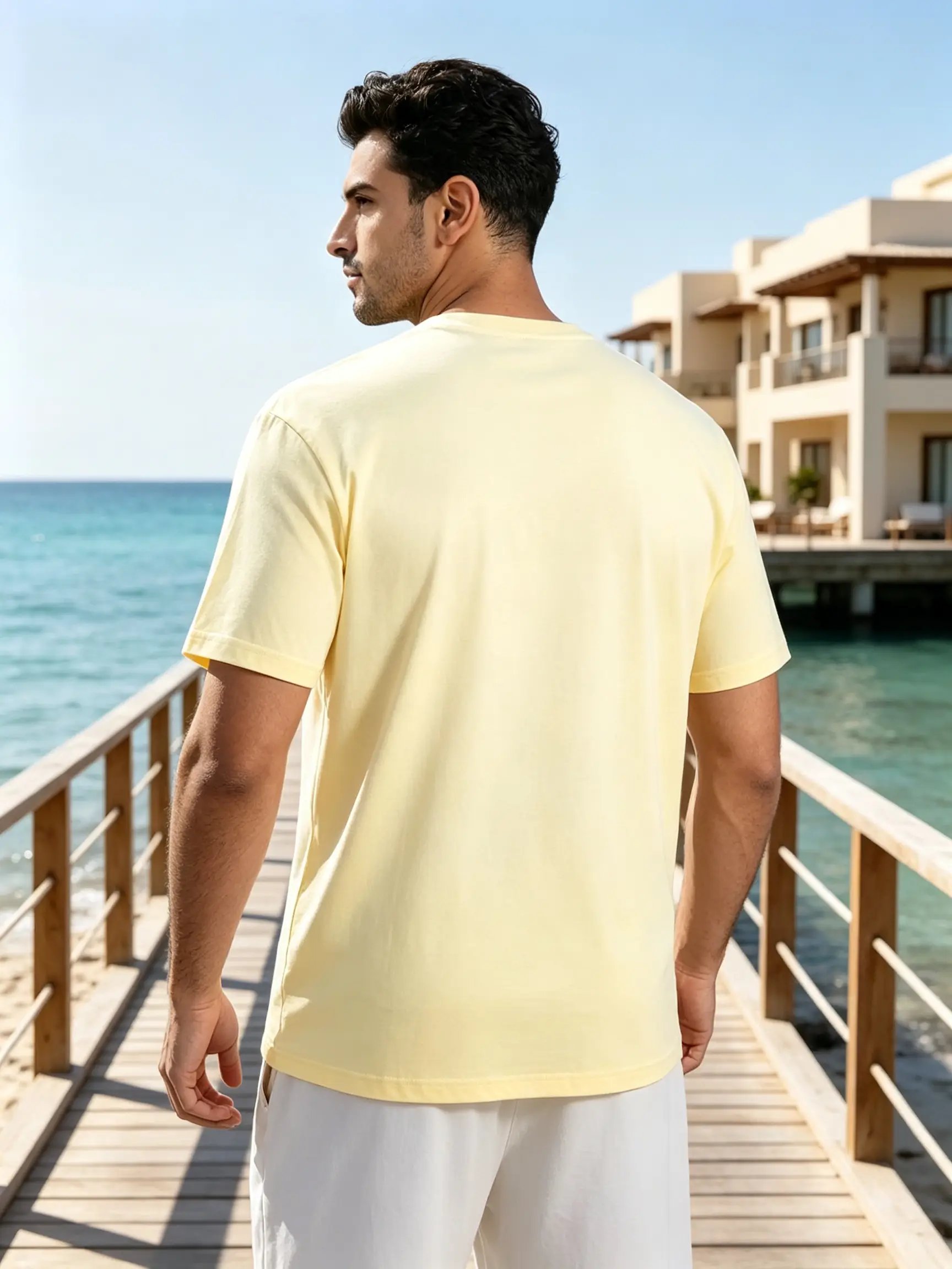 Cream Regular Fit Round Neck T-Shirt with Fun Fish Print
