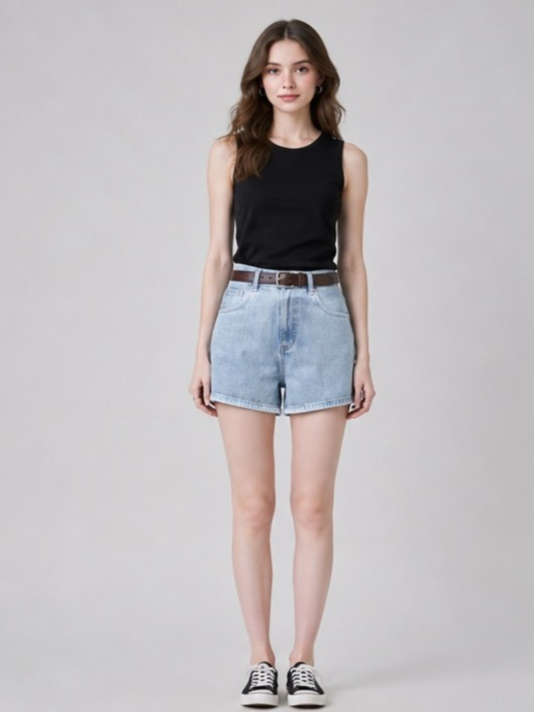Plain Blue Denim Shorts