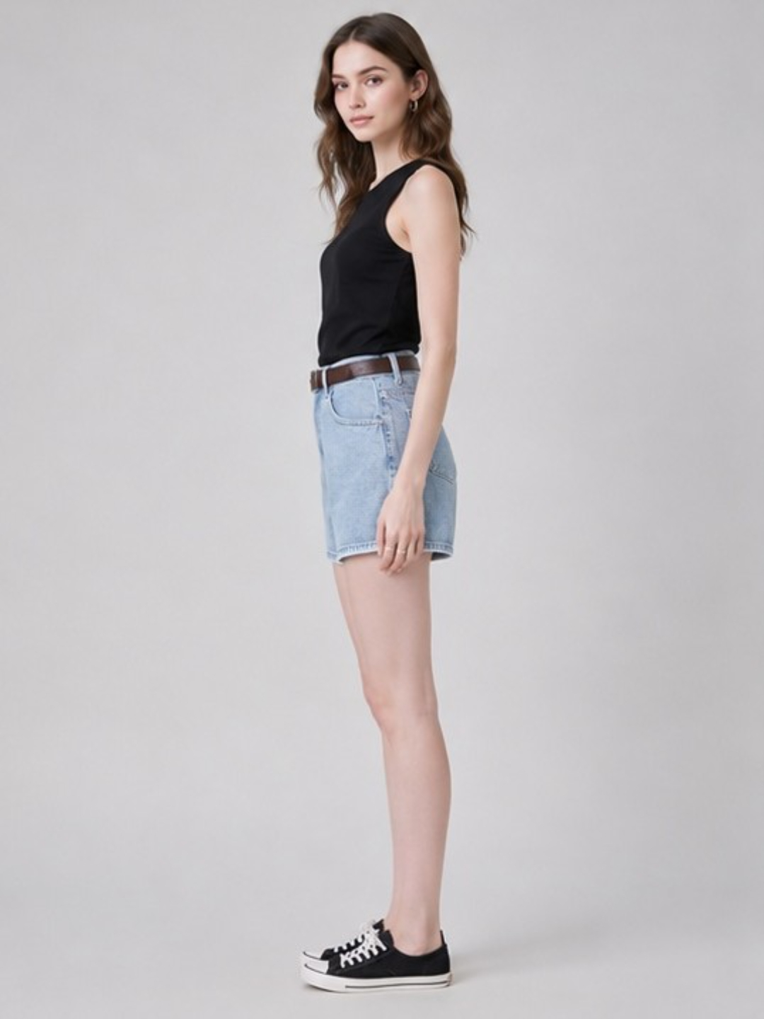 Plain Blue Denim Shorts