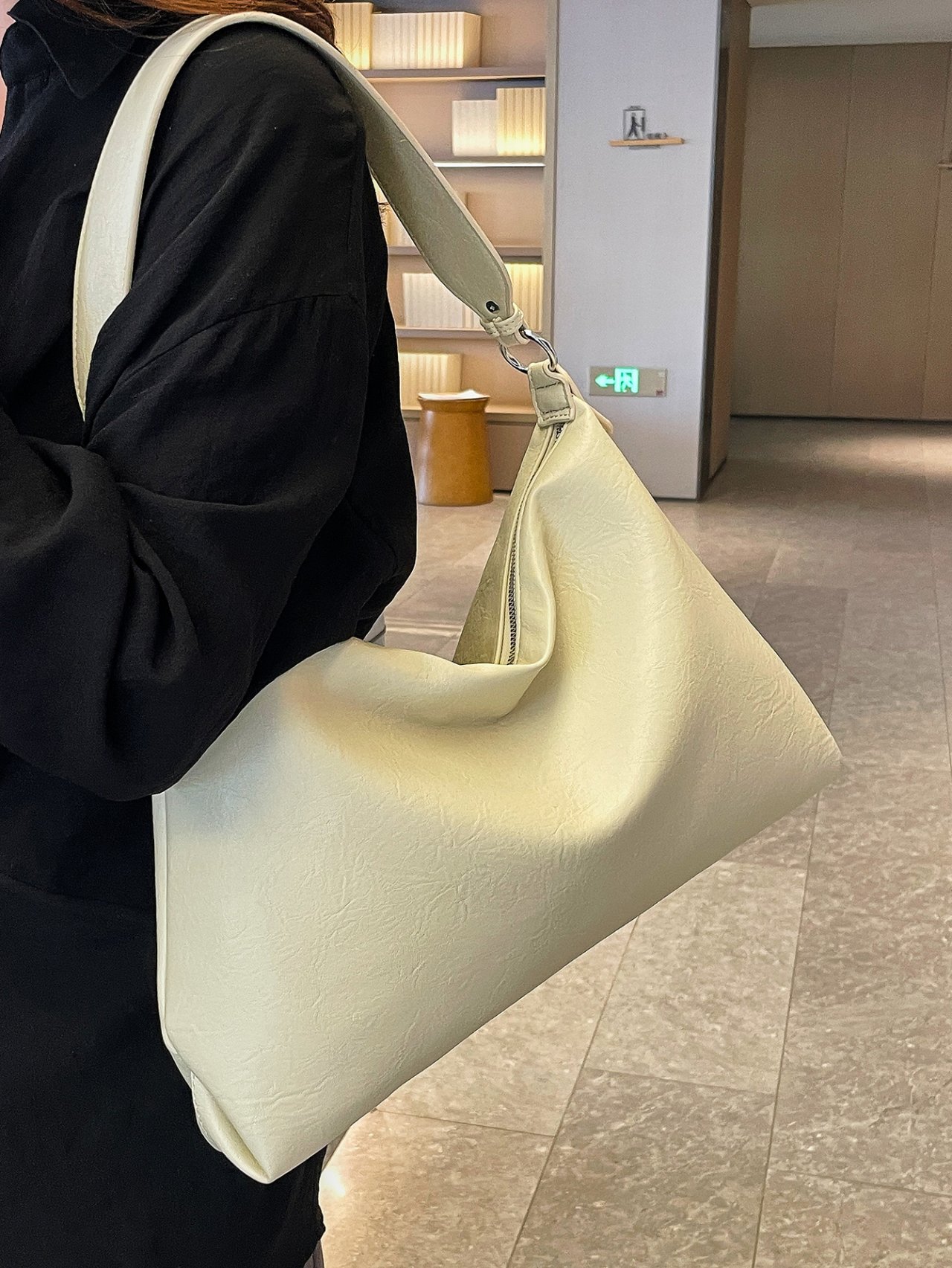 Off-White Solid Shoulder Bag
