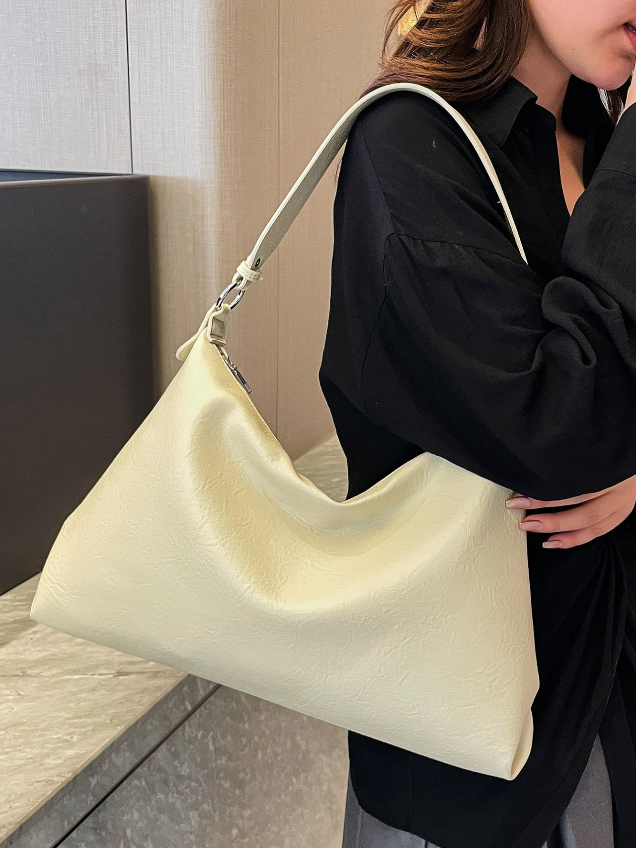 Off-White Solid Shoulder Bag
