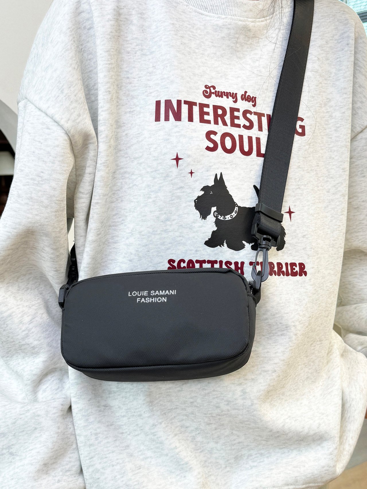 Black Crossbody Bag with Zip Closure