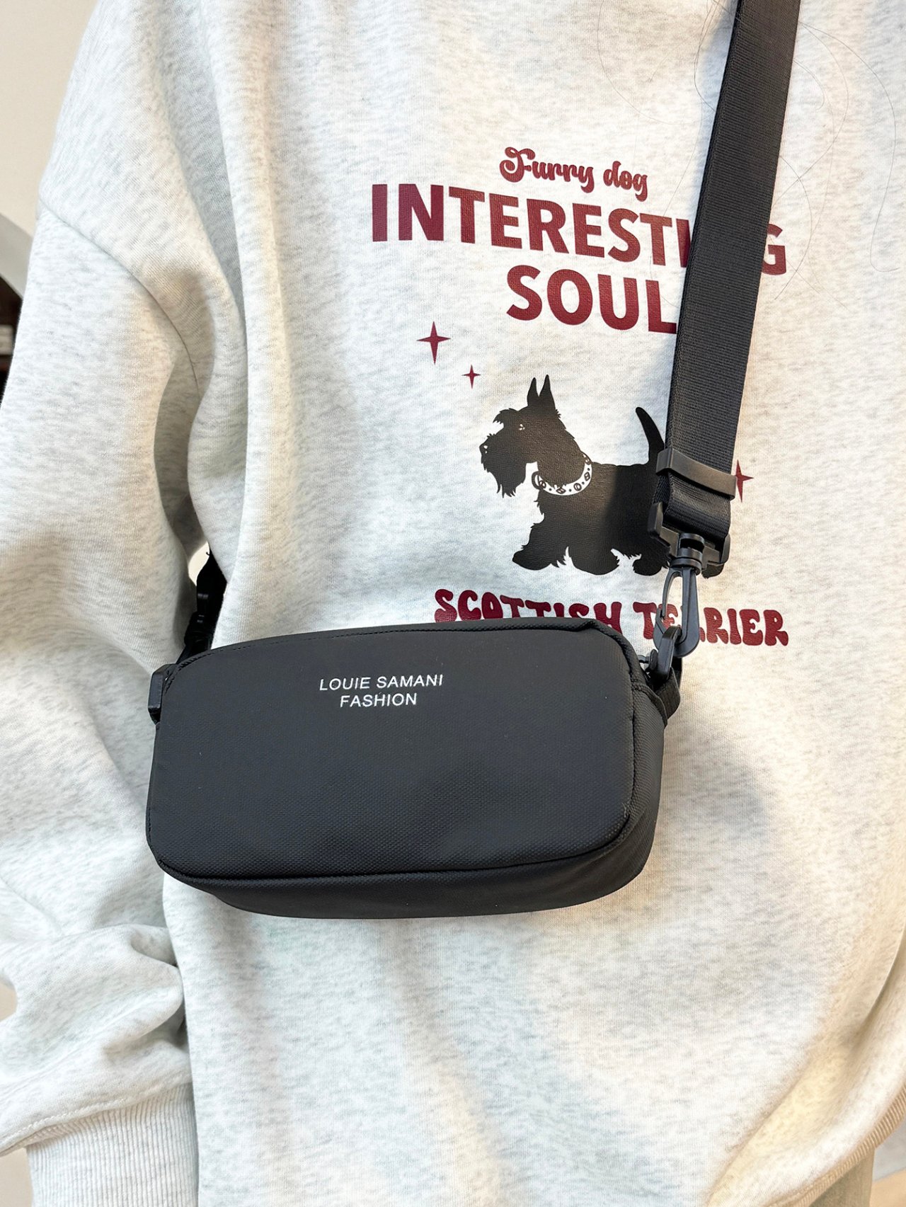 Black Crossbody Bag with Zip Closure