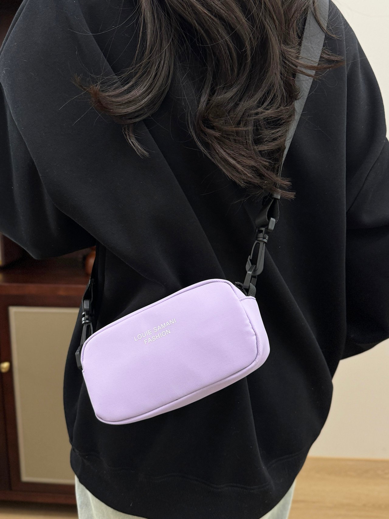 Purple Solid Crossbody Bag