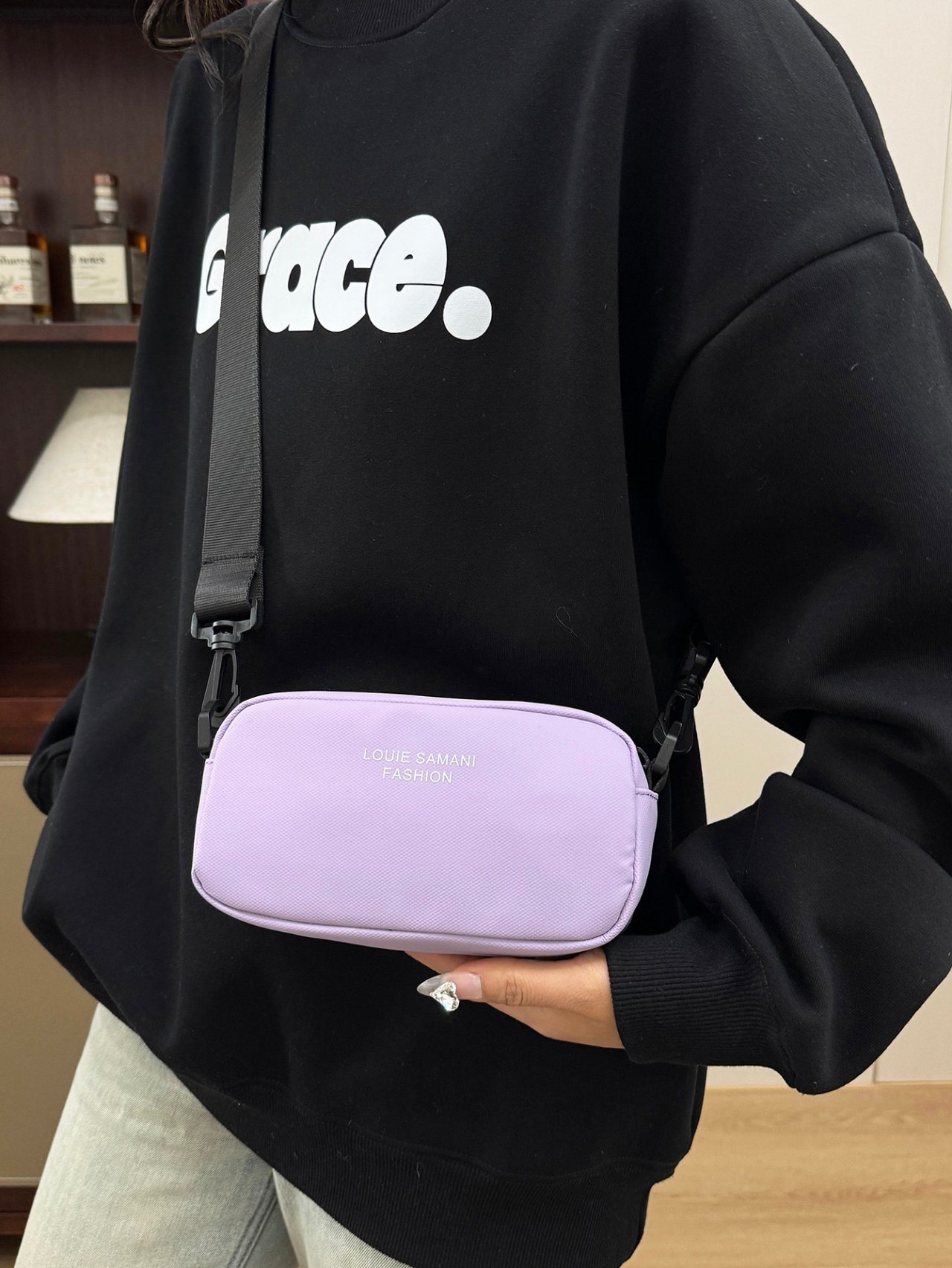 Purple Solid Crossbody Bag
