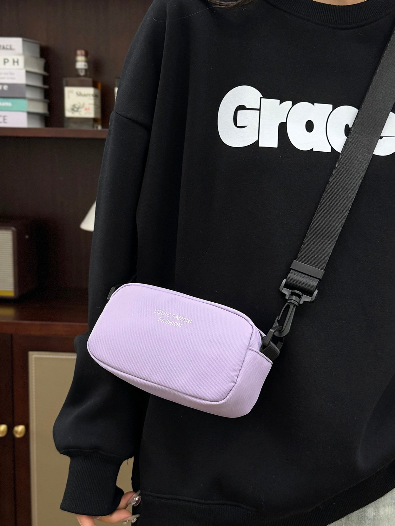 Purple Solid Crossbody Bag