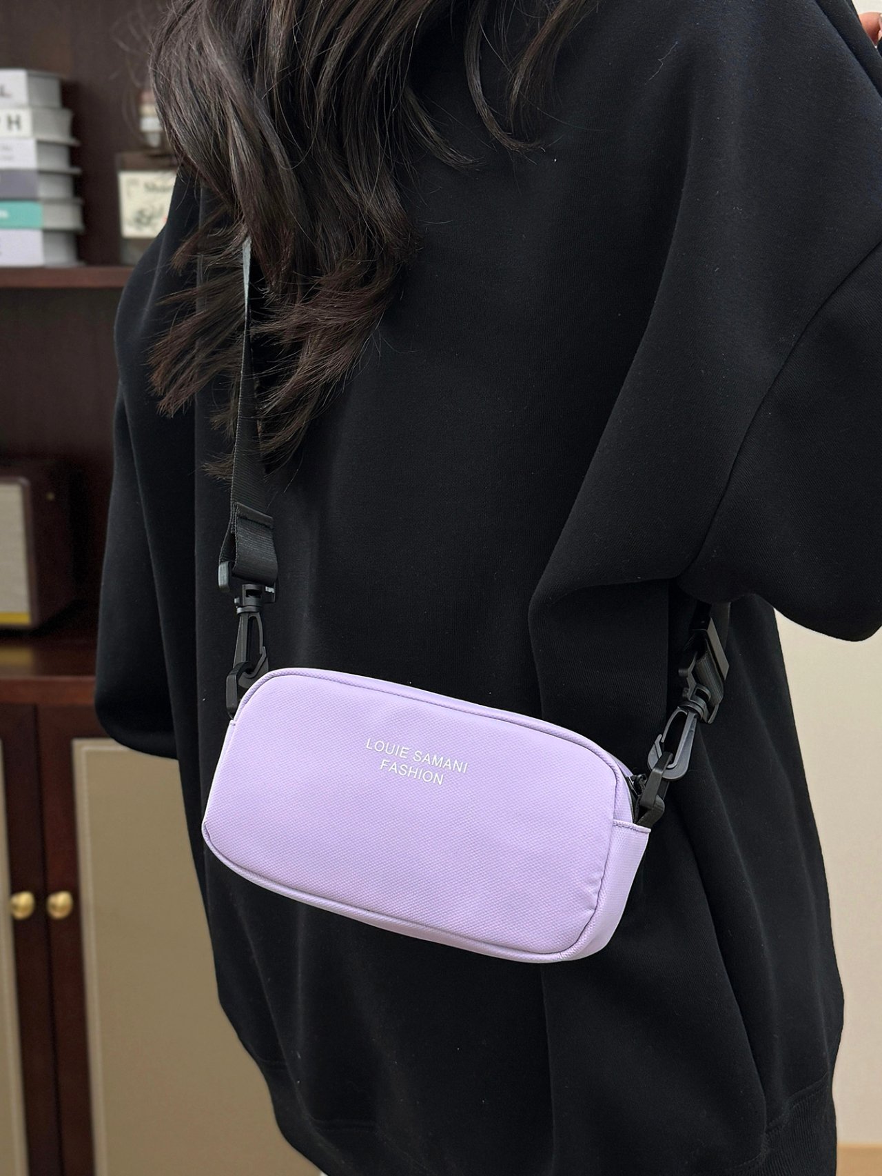 Purple Solid Crossbody Bag