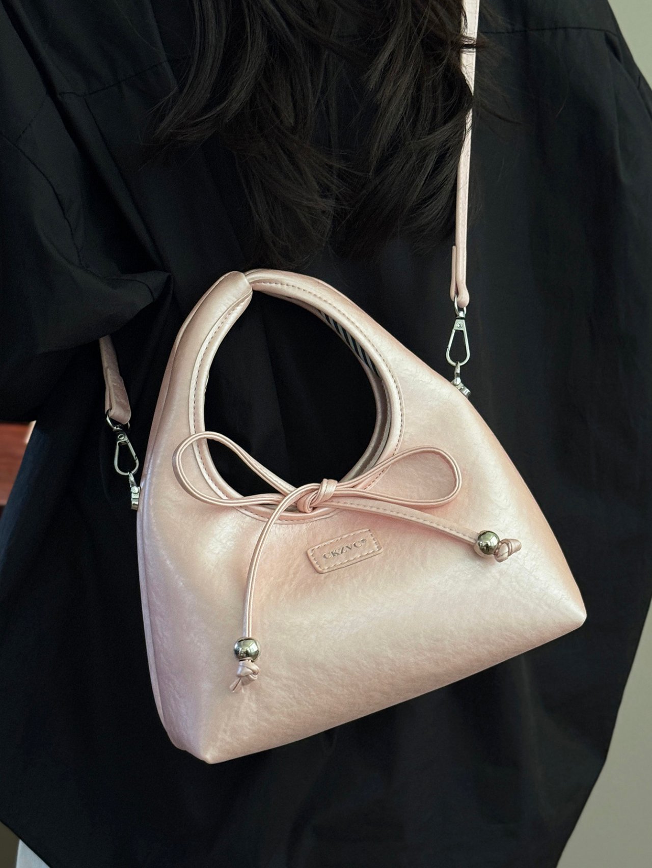 Pink Crossbody Bag with Bow Detail