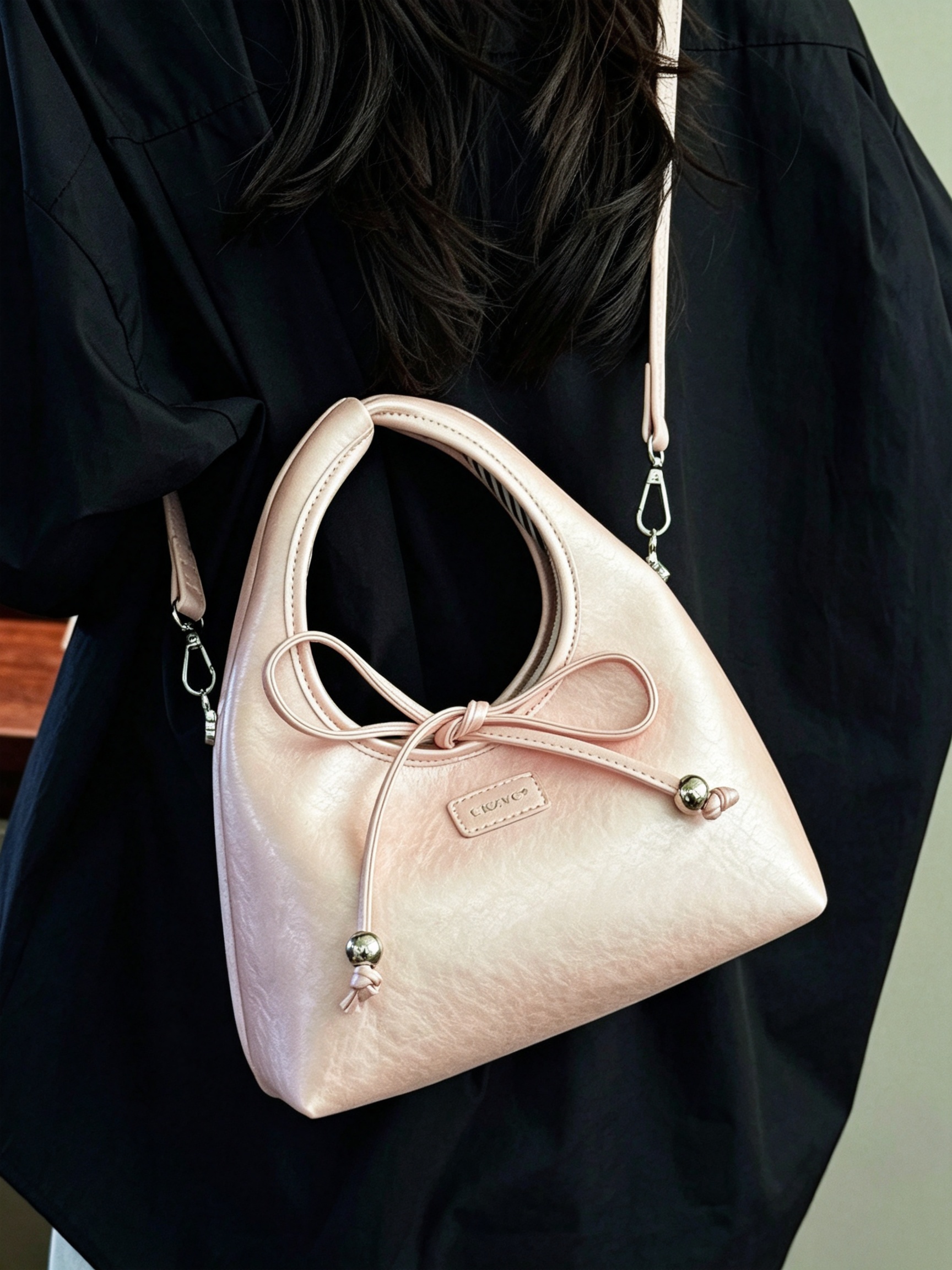 Pink Crossbody Bag with Bow Detail