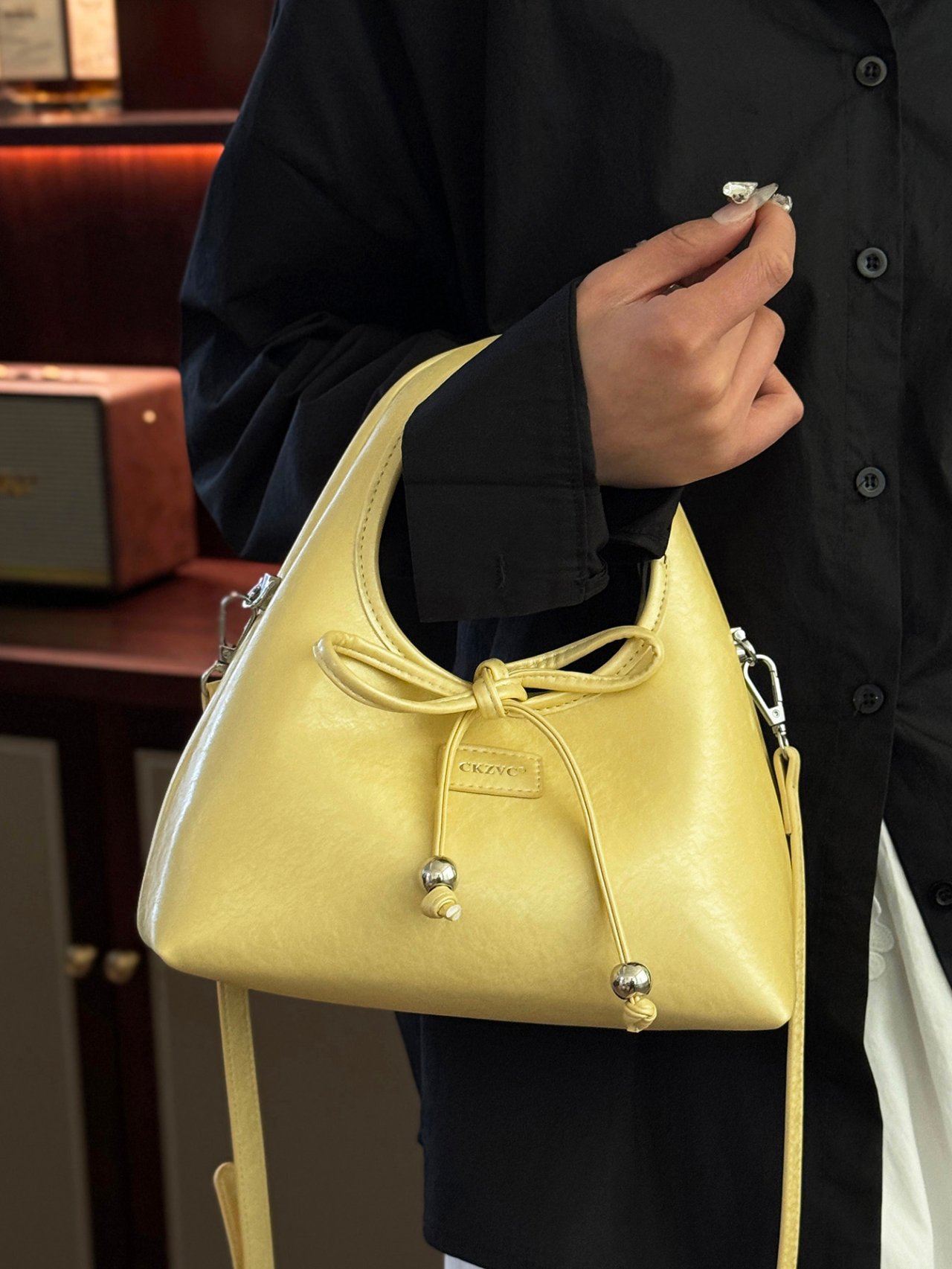 Yellow Bow Tie Crossbody Bag