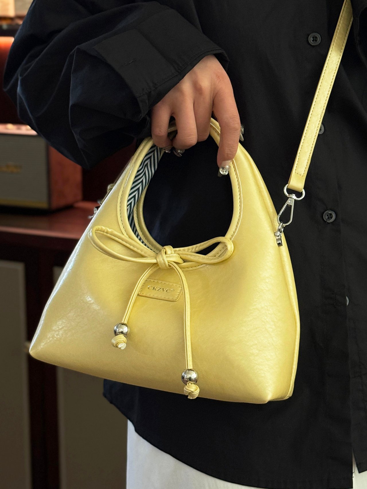 Yellow Bow Tie Crossbody Bag