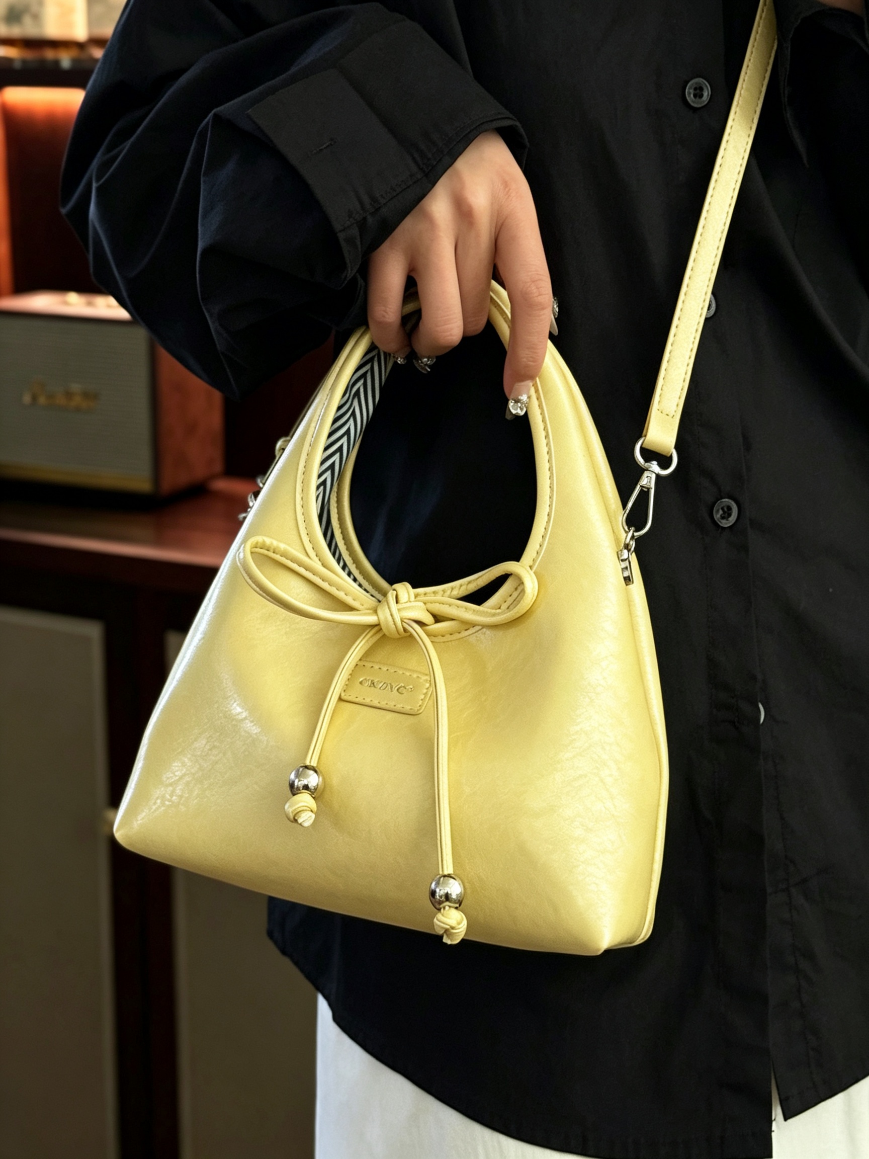 Yellow Bow Tie Crossbody Bag