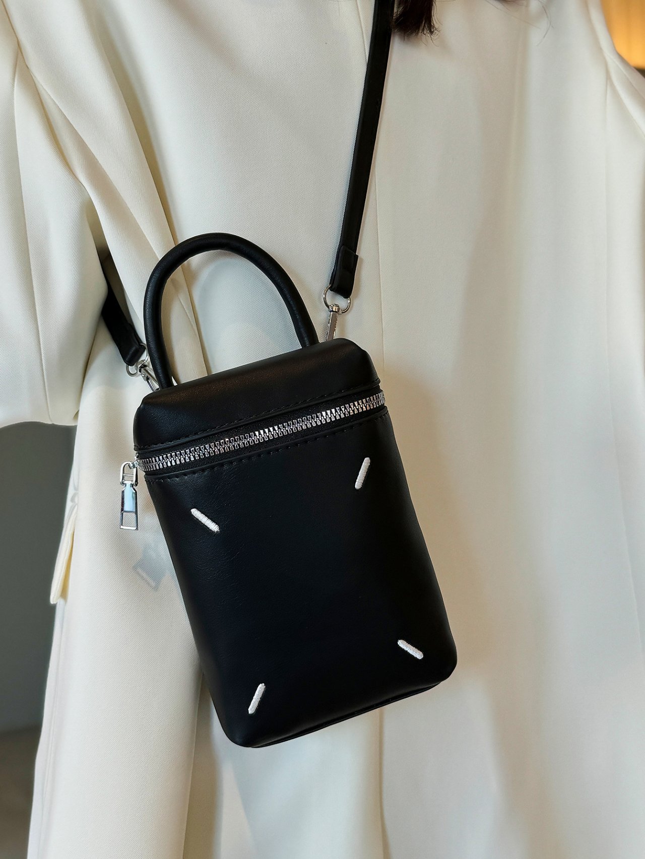 Black Crossbody Bag with Zip Around