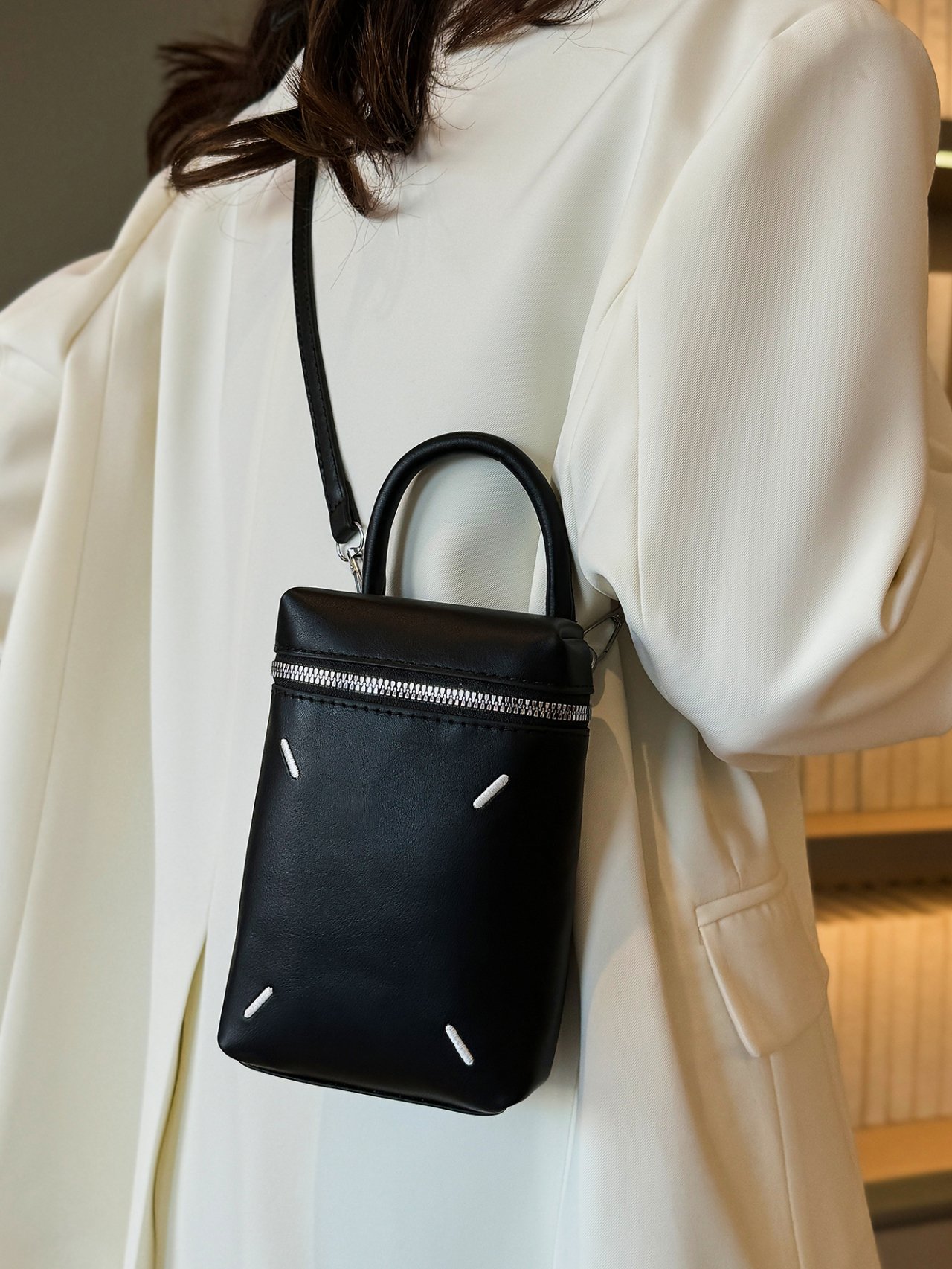 Black Crossbody Bag with Zip Around