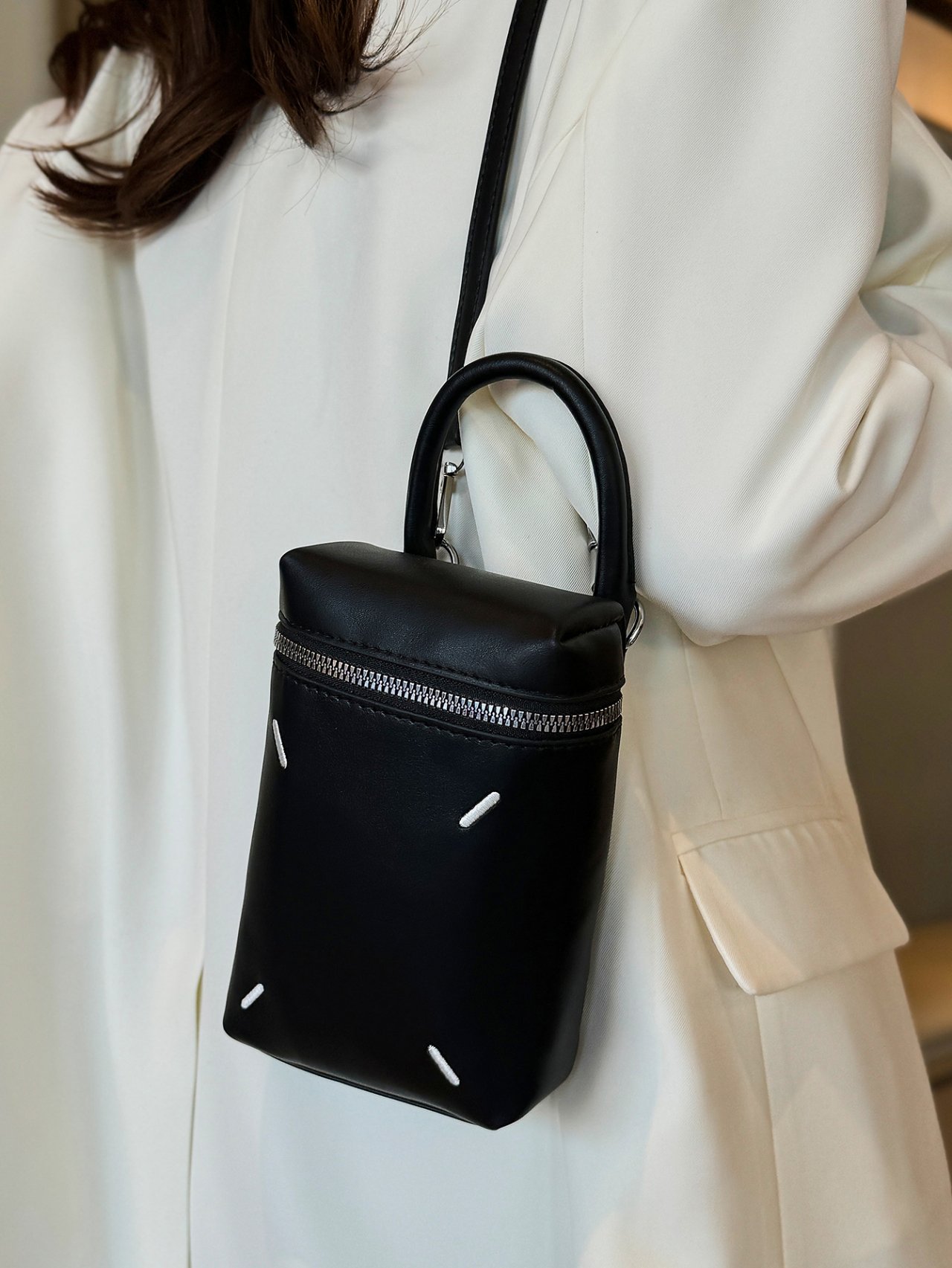 Black Crossbody Bag with Zip Around