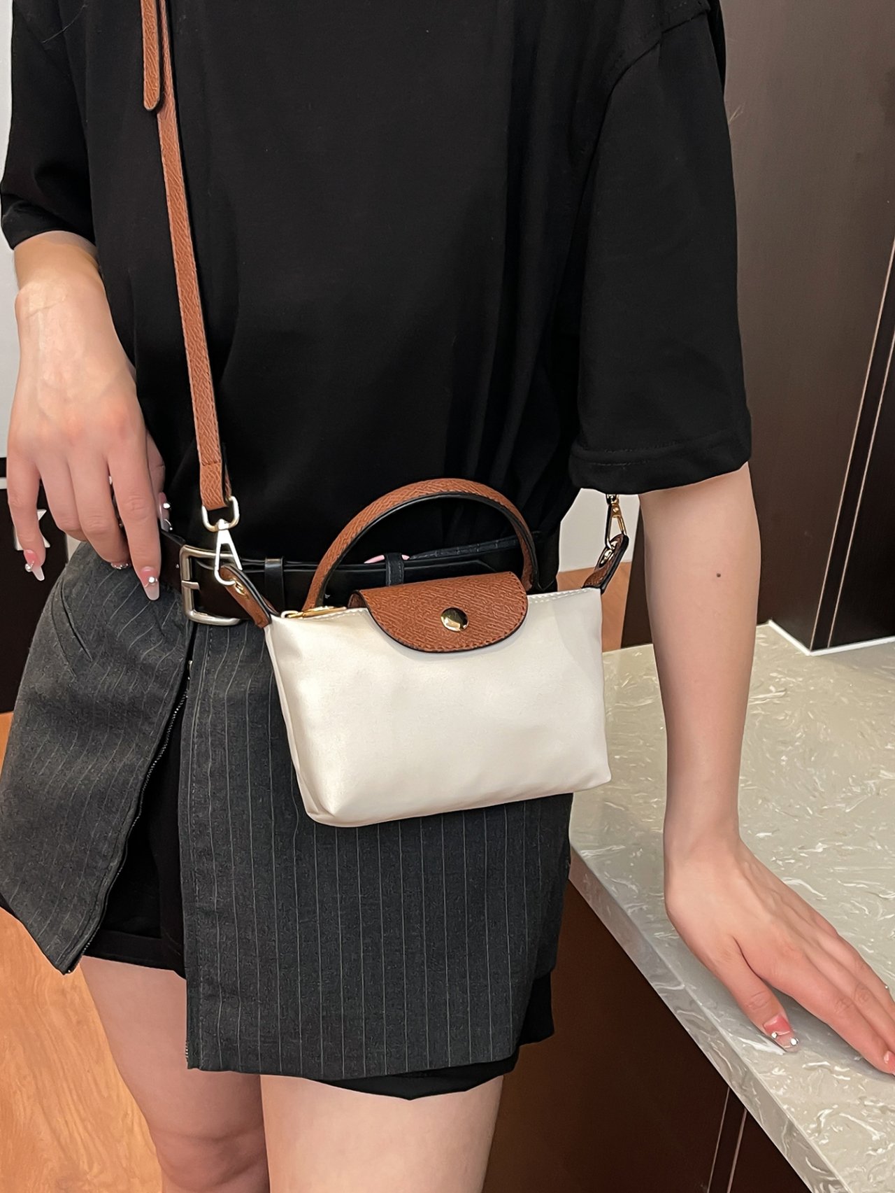 White Solid Crossbody Bag