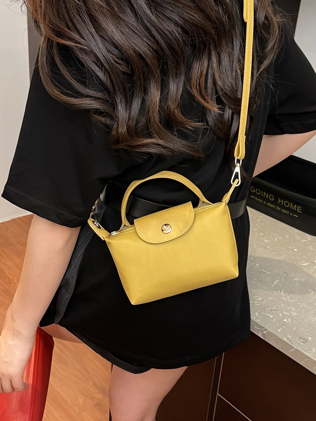 Yellow Solid Crossbody Bag