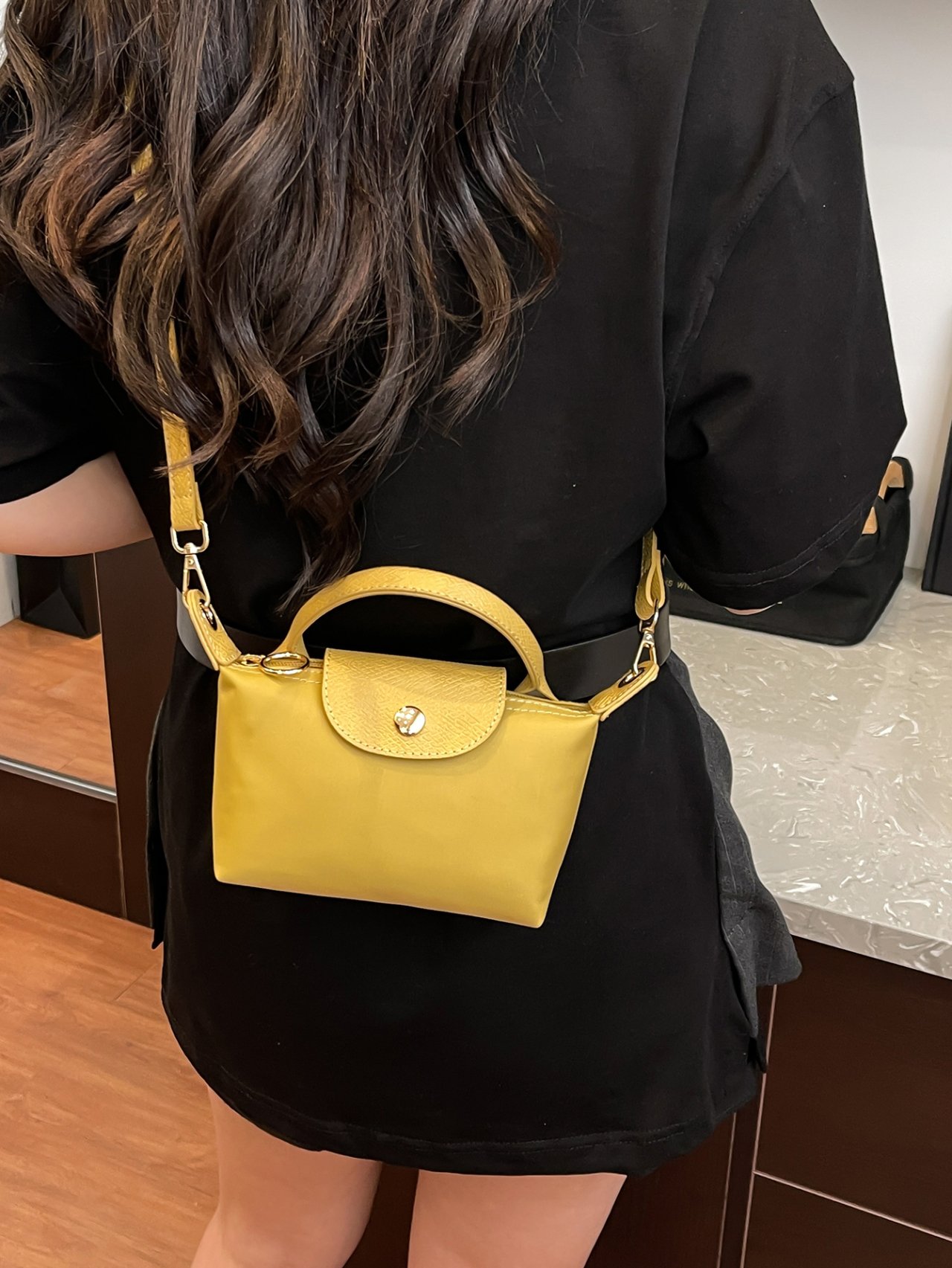 Yellow Solid Crossbody Bag