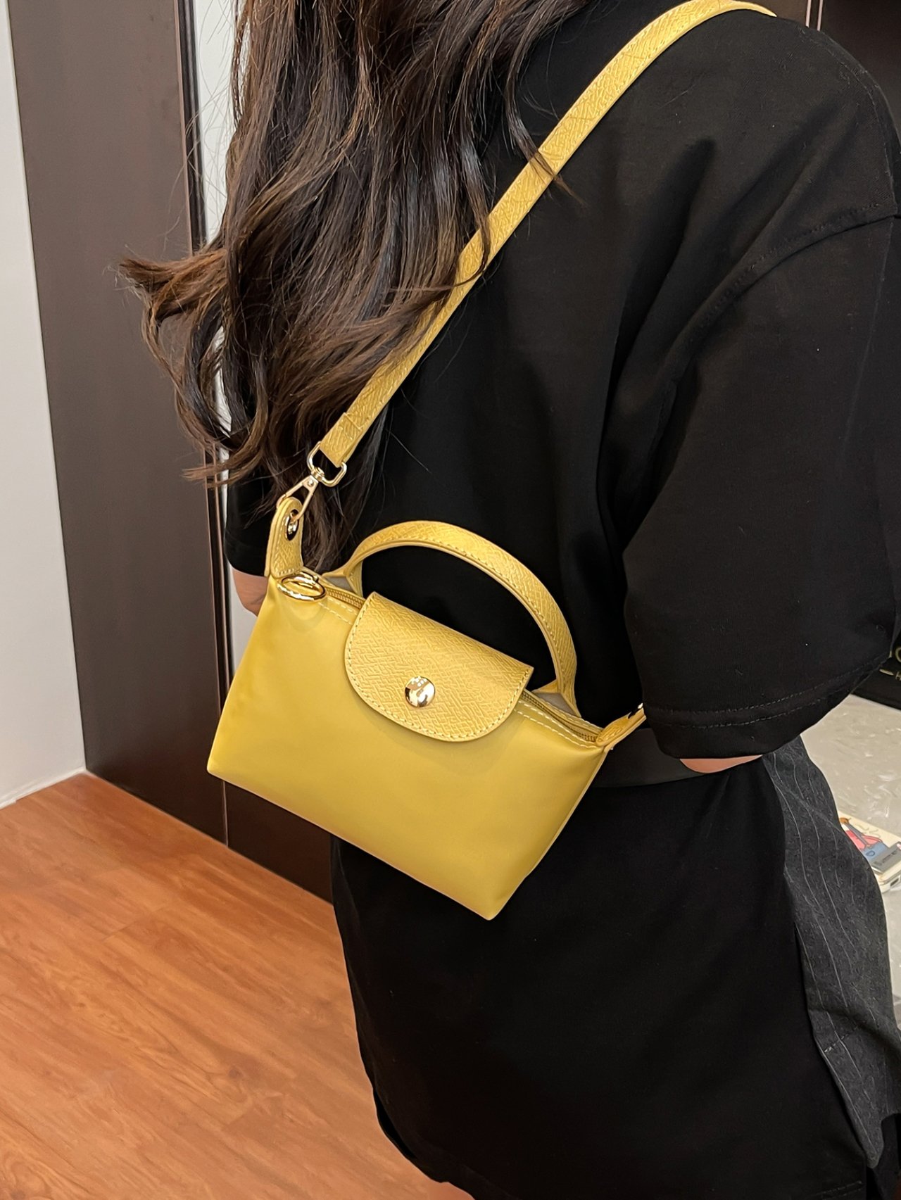 Yellow Solid Crossbody Bag