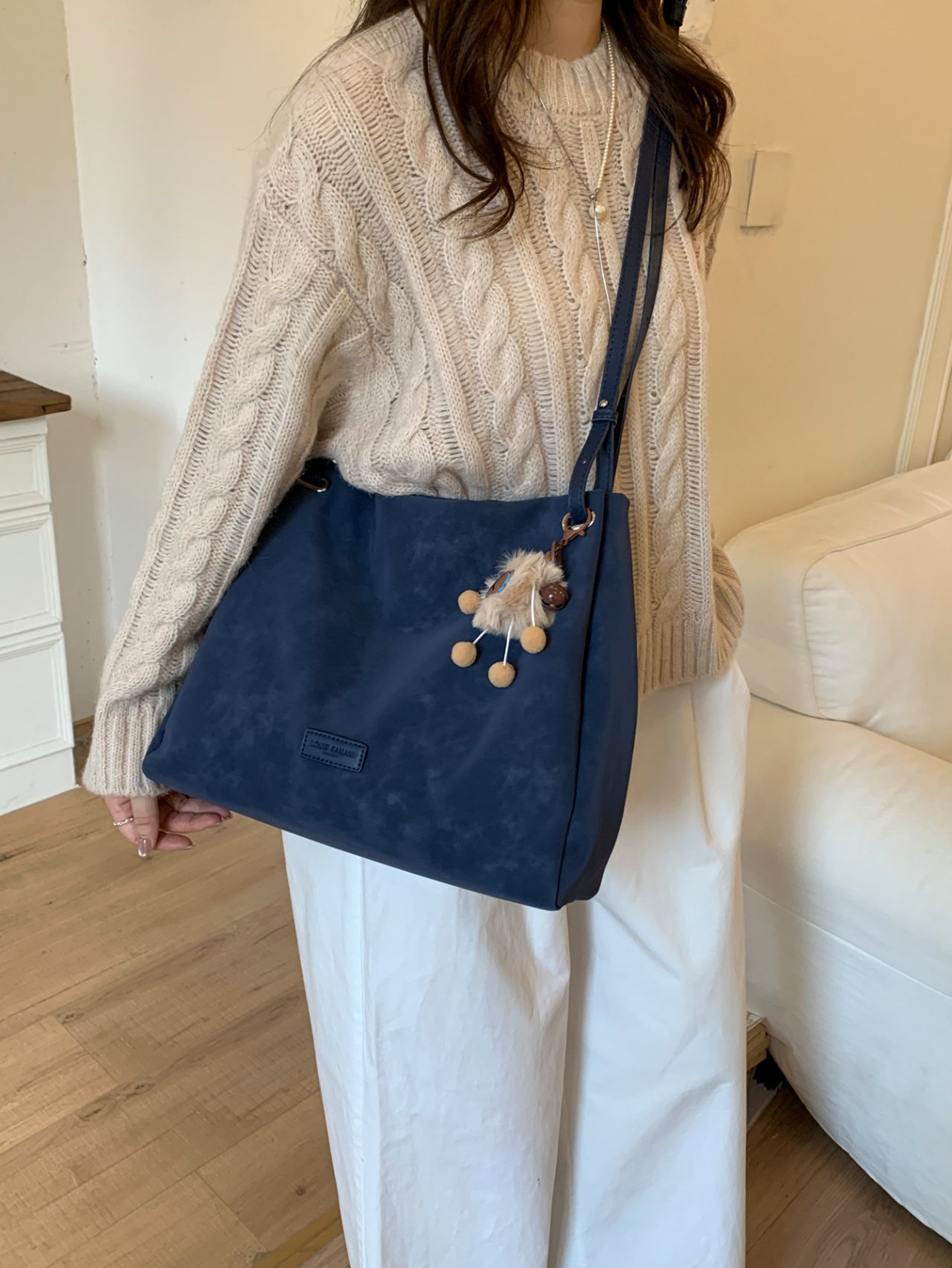 Blue Shoulder Bag with Charm