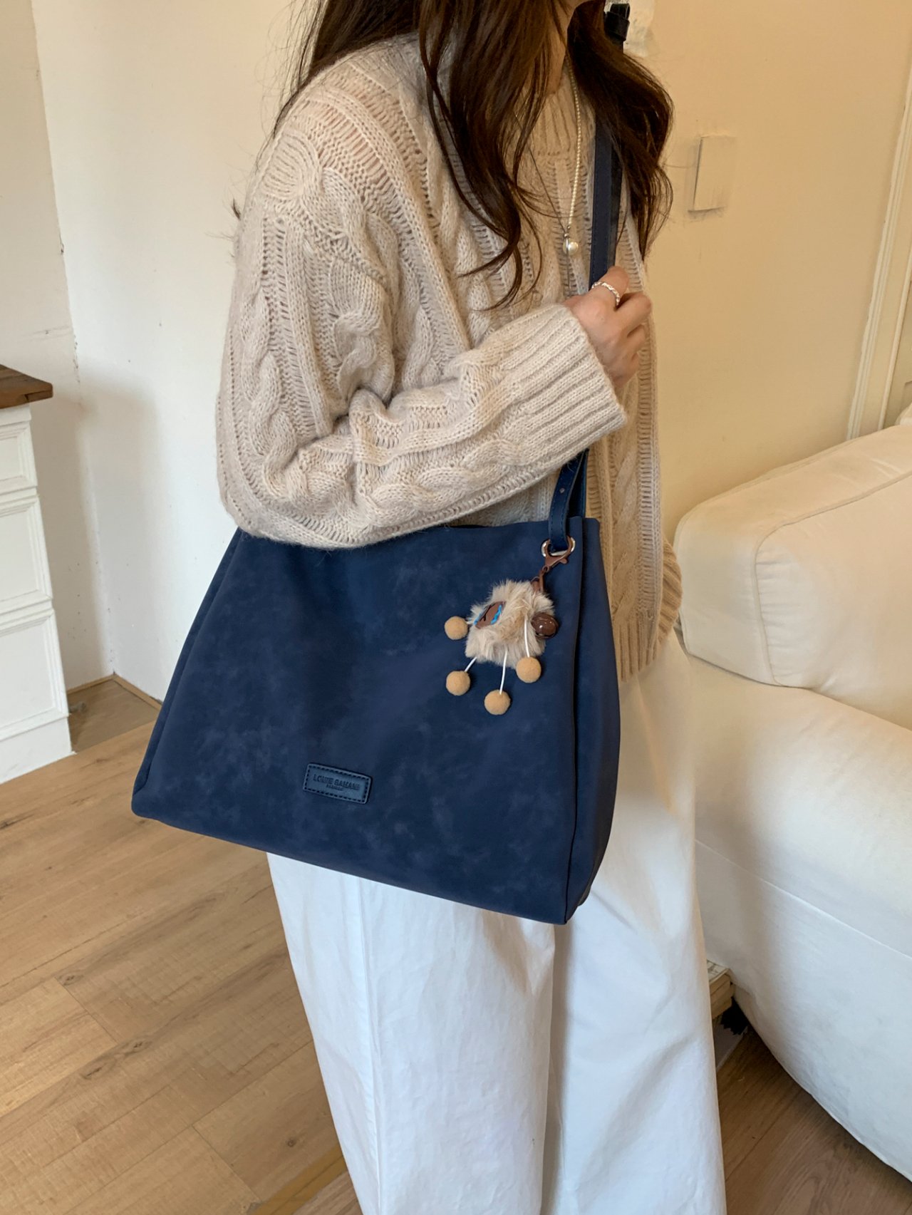 Blue Shoulder Bag with Charm