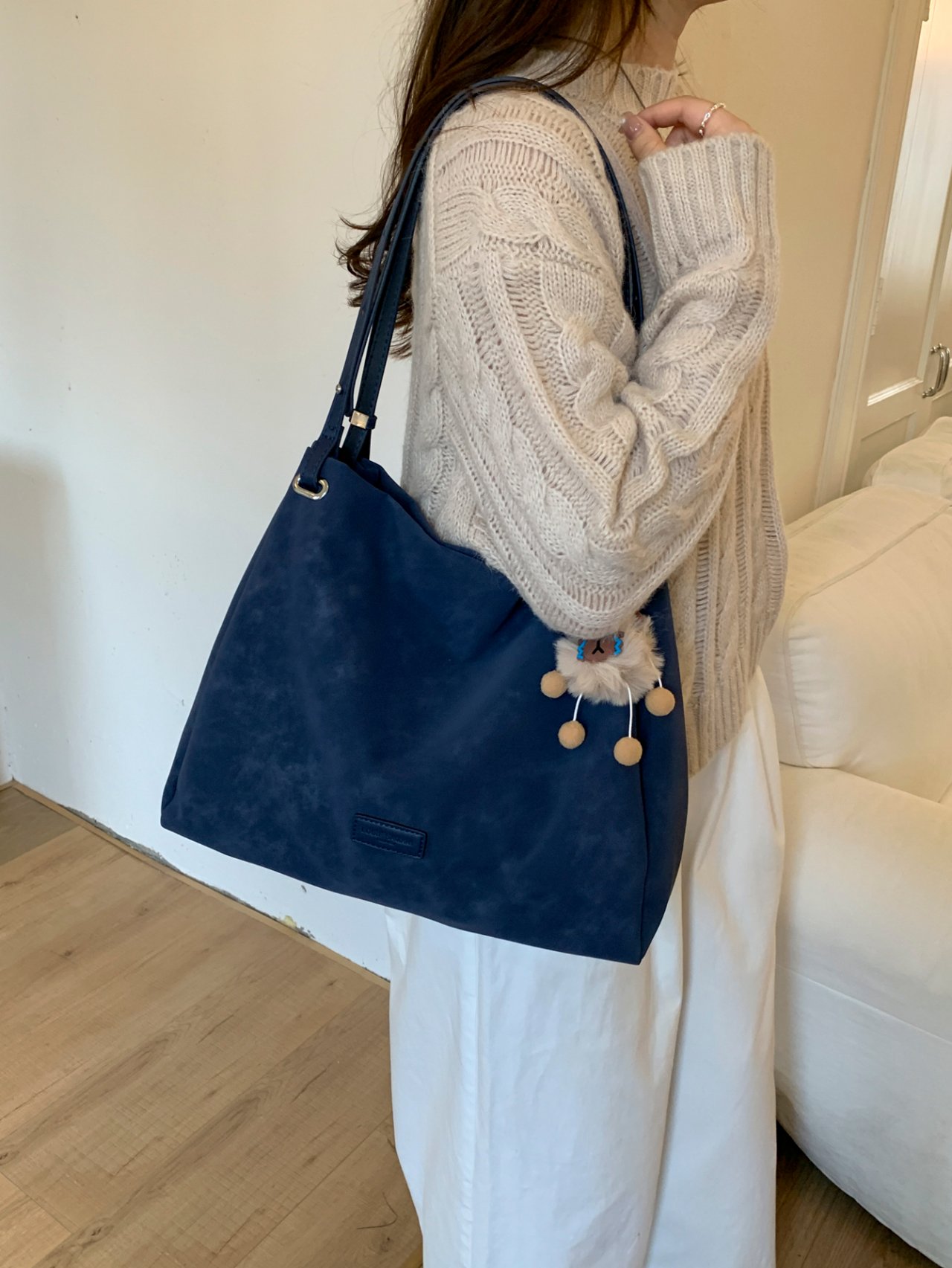 Blue Shoulder Bag with Charm