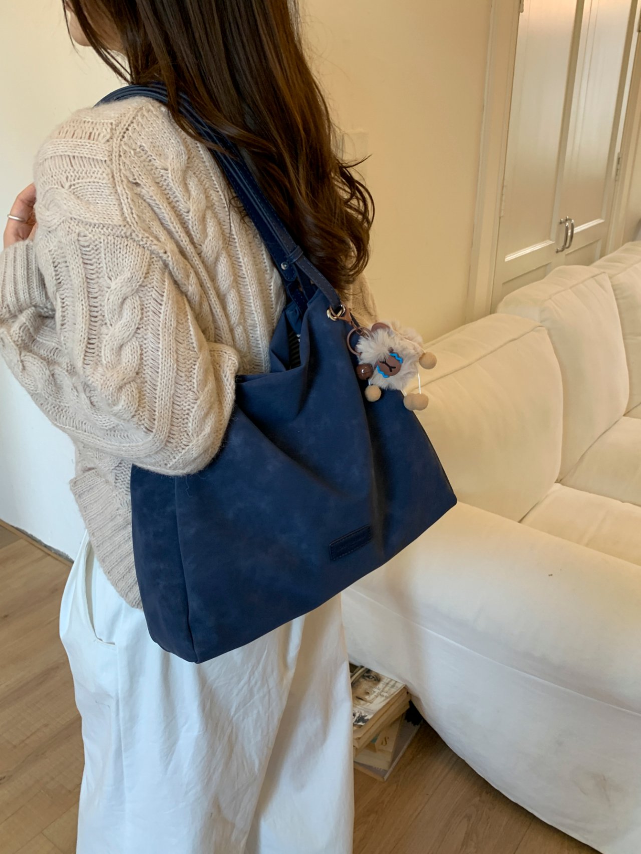 Blue Shoulder Bag with Charm