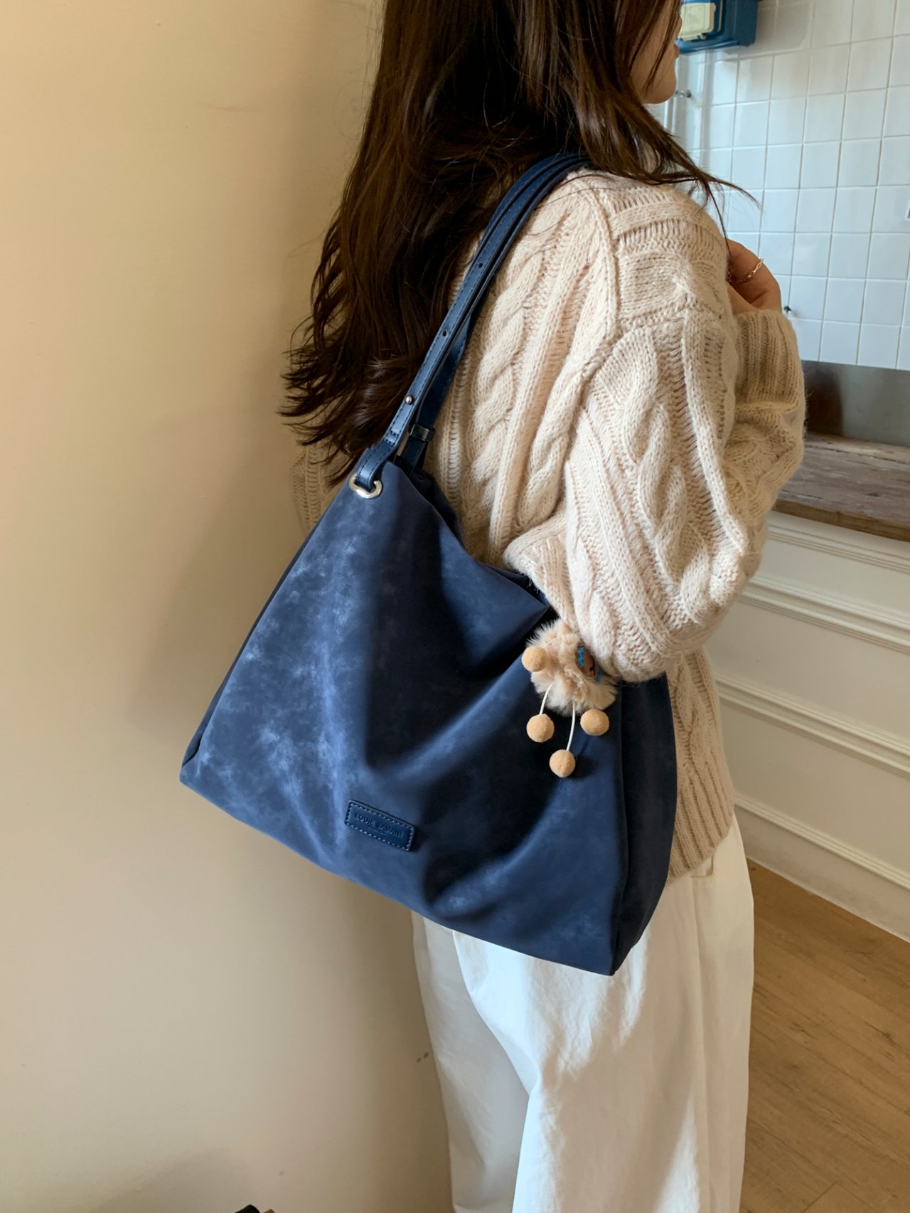 Blue Shoulder Bag with Charm