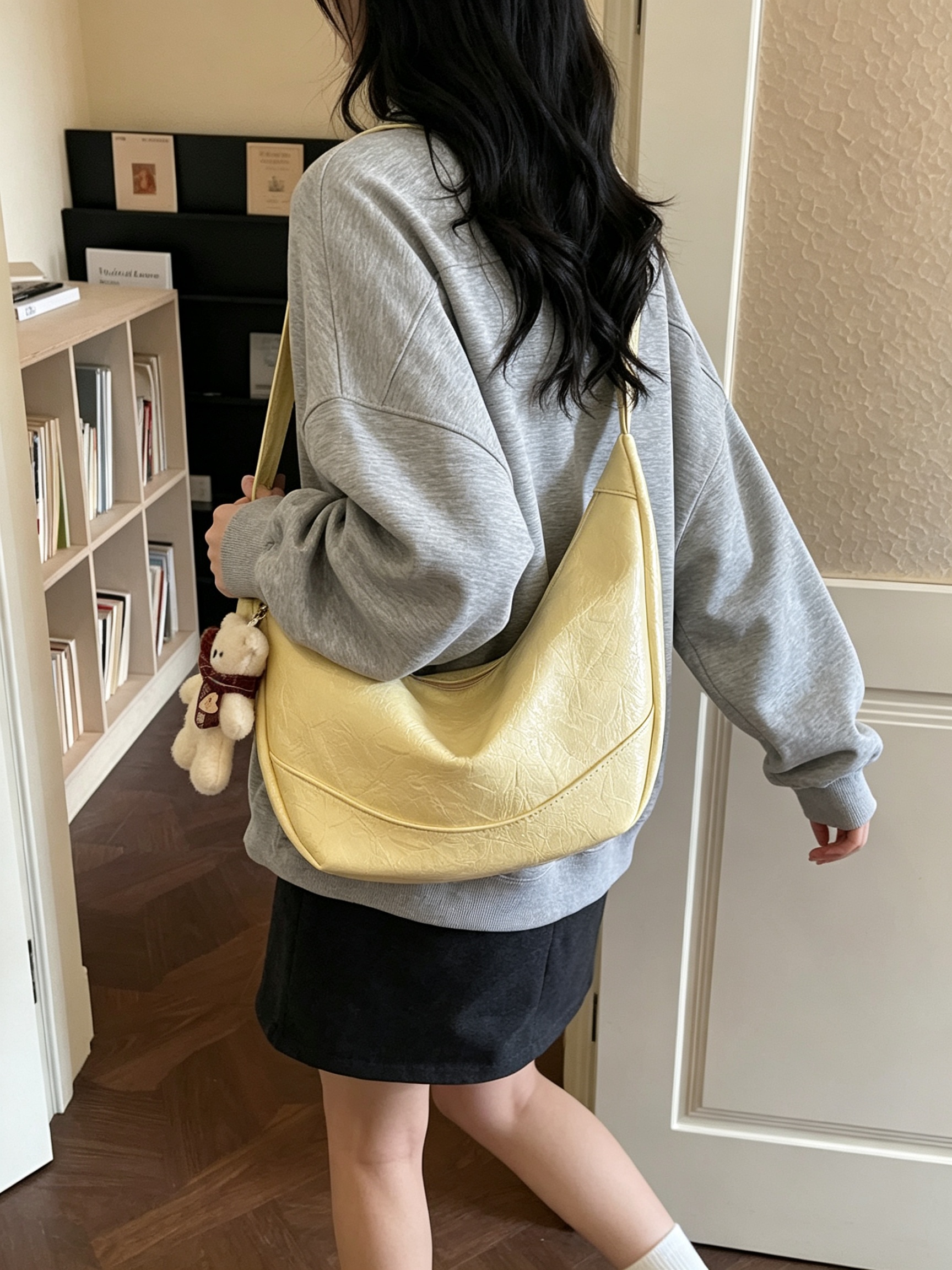 Yellow Solid Shoulder Bag
