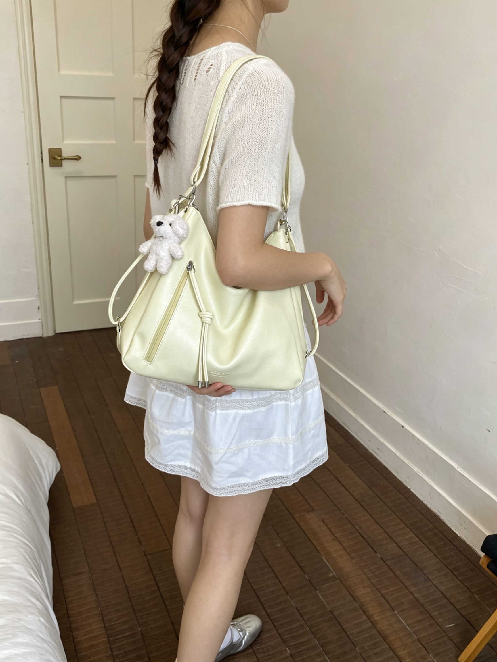 Yellow Solid Shoulder Bag