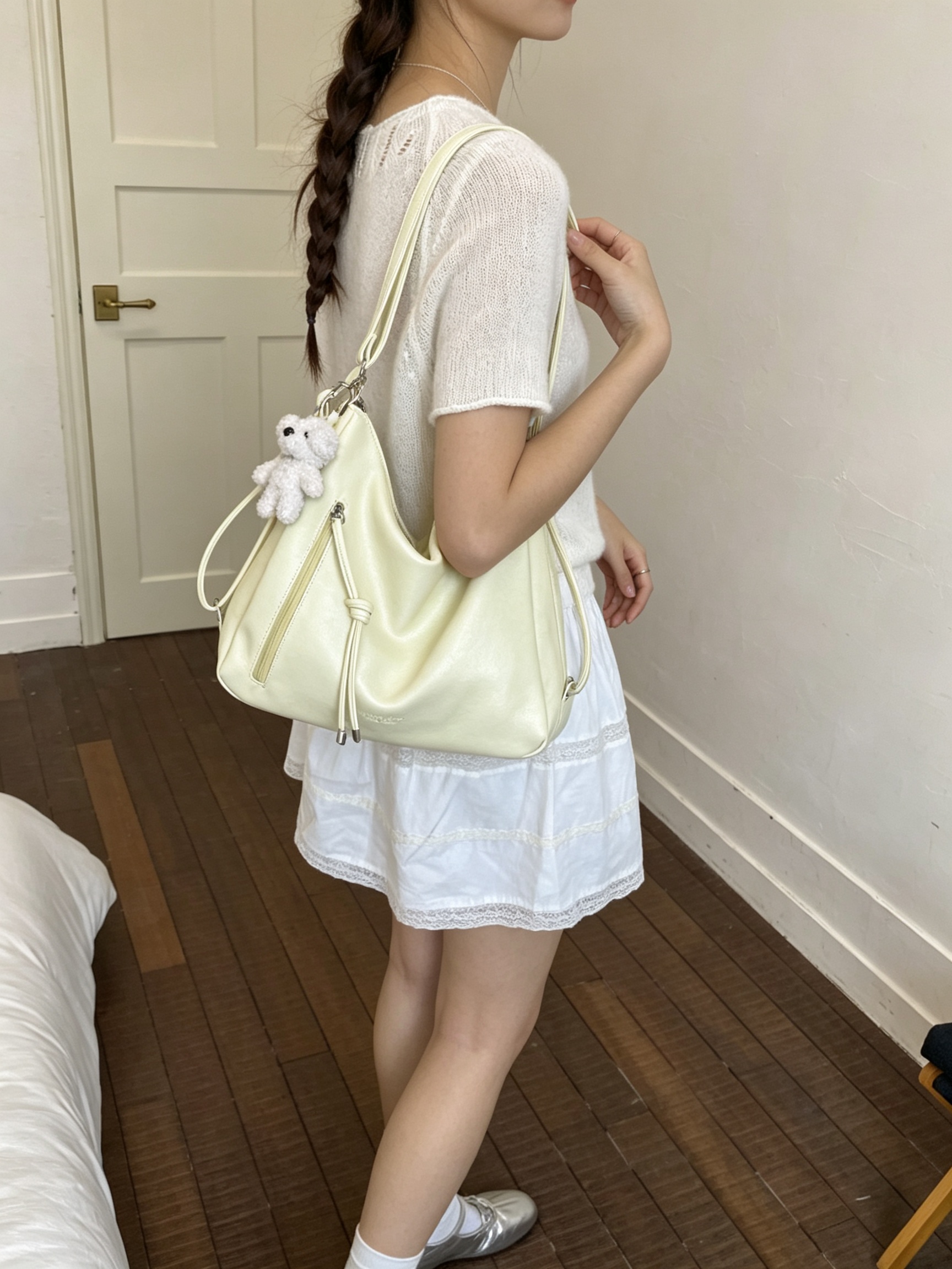 Yellow Solid Shoulder Bag