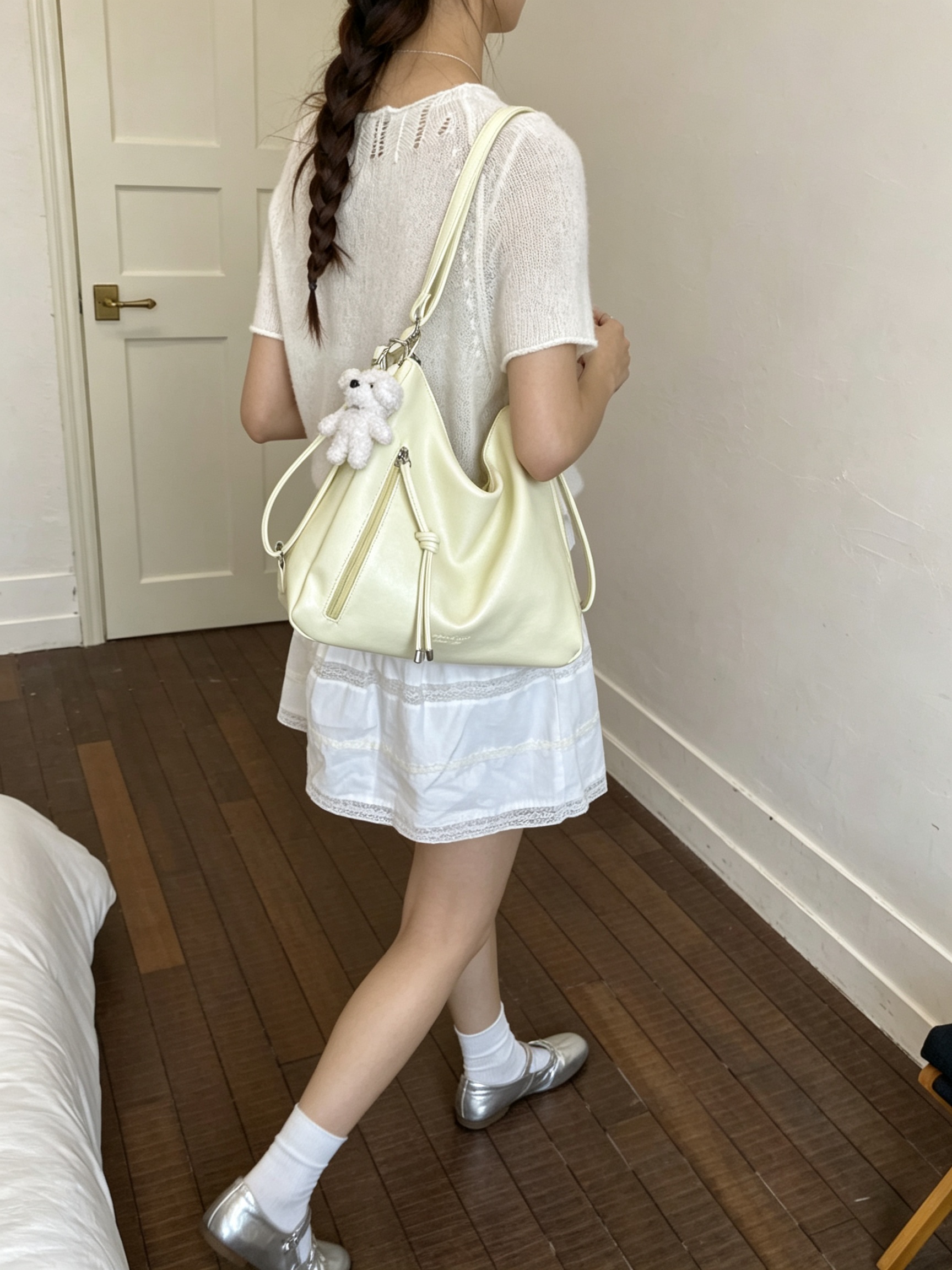 Yellow Solid Shoulder Bag