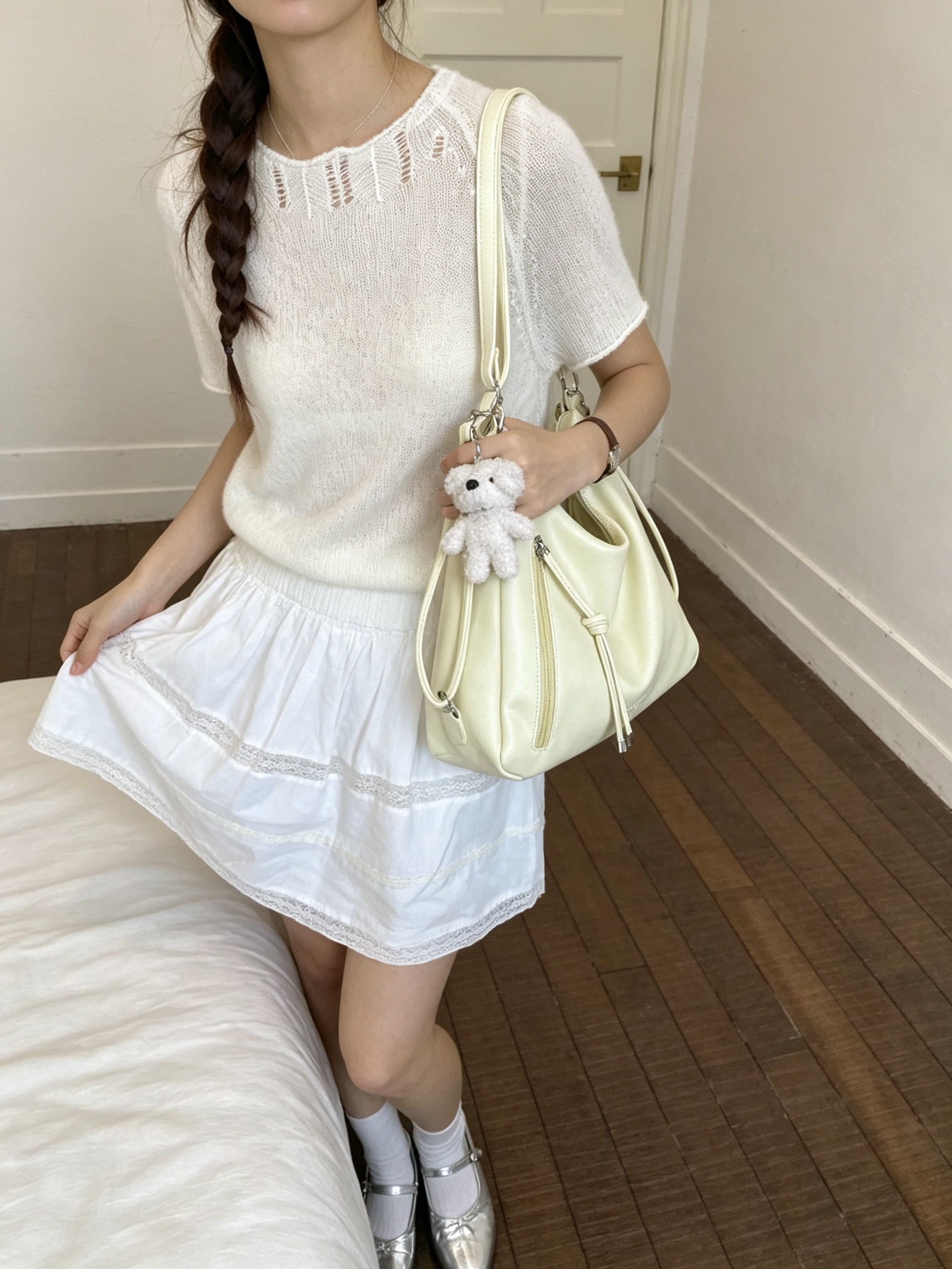 Yellow Solid Shoulder Bag