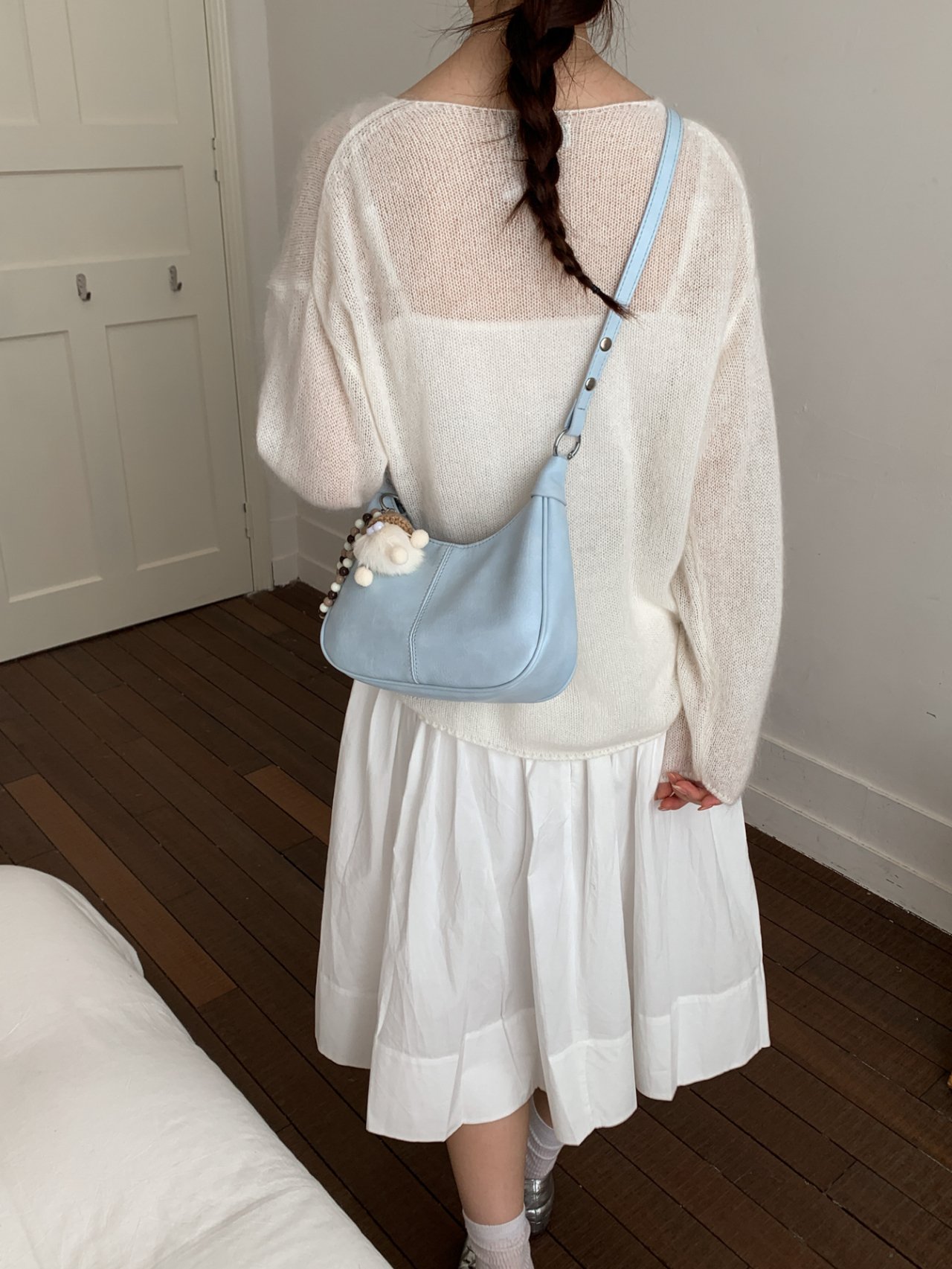 Blue Shoulder Bag with Charm