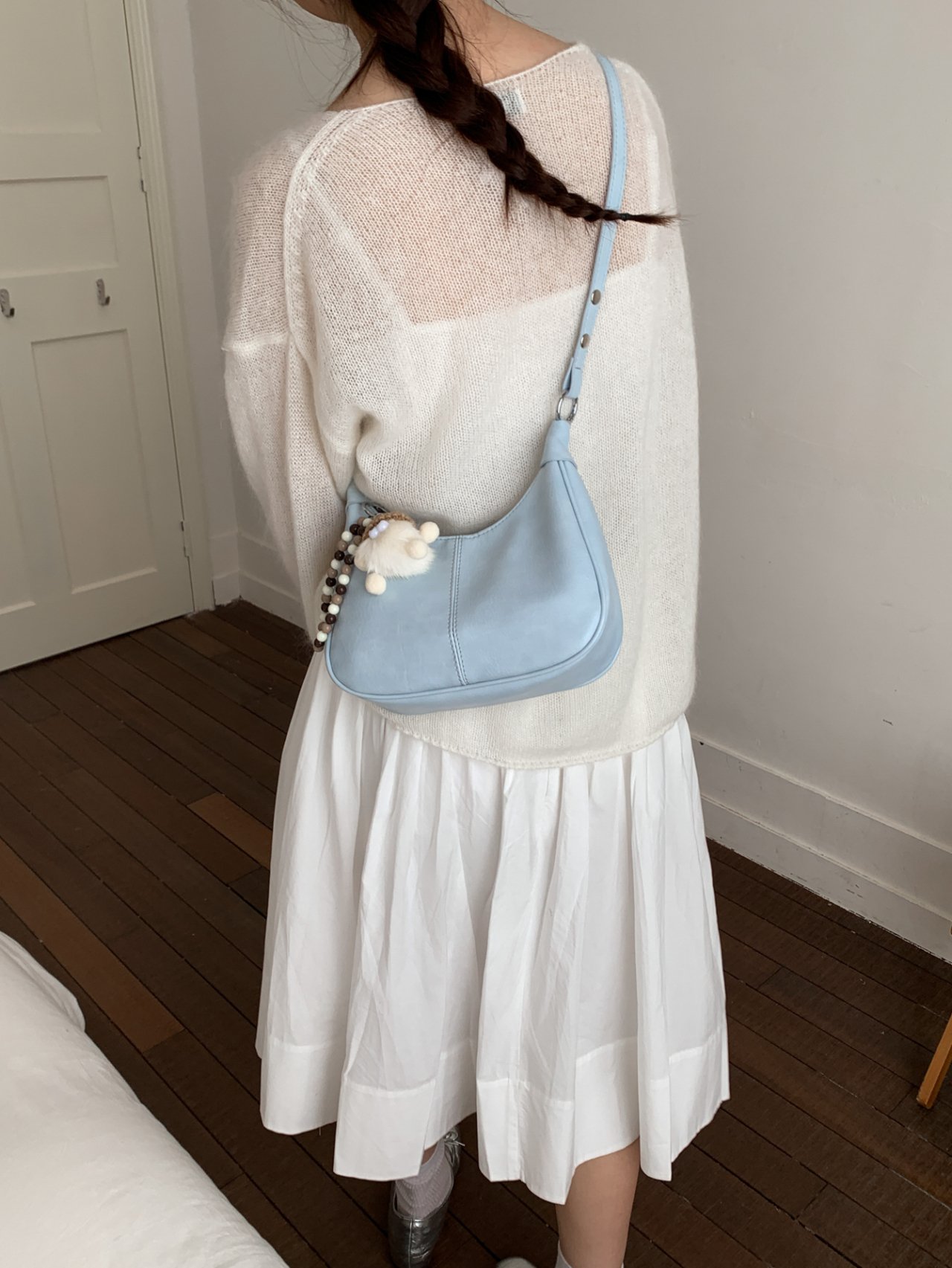 Blue Shoulder Bag with Charm