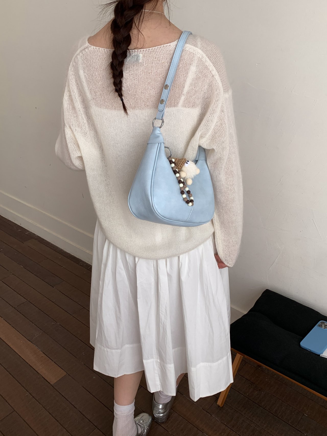 Blue Shoulder Bag with Charm