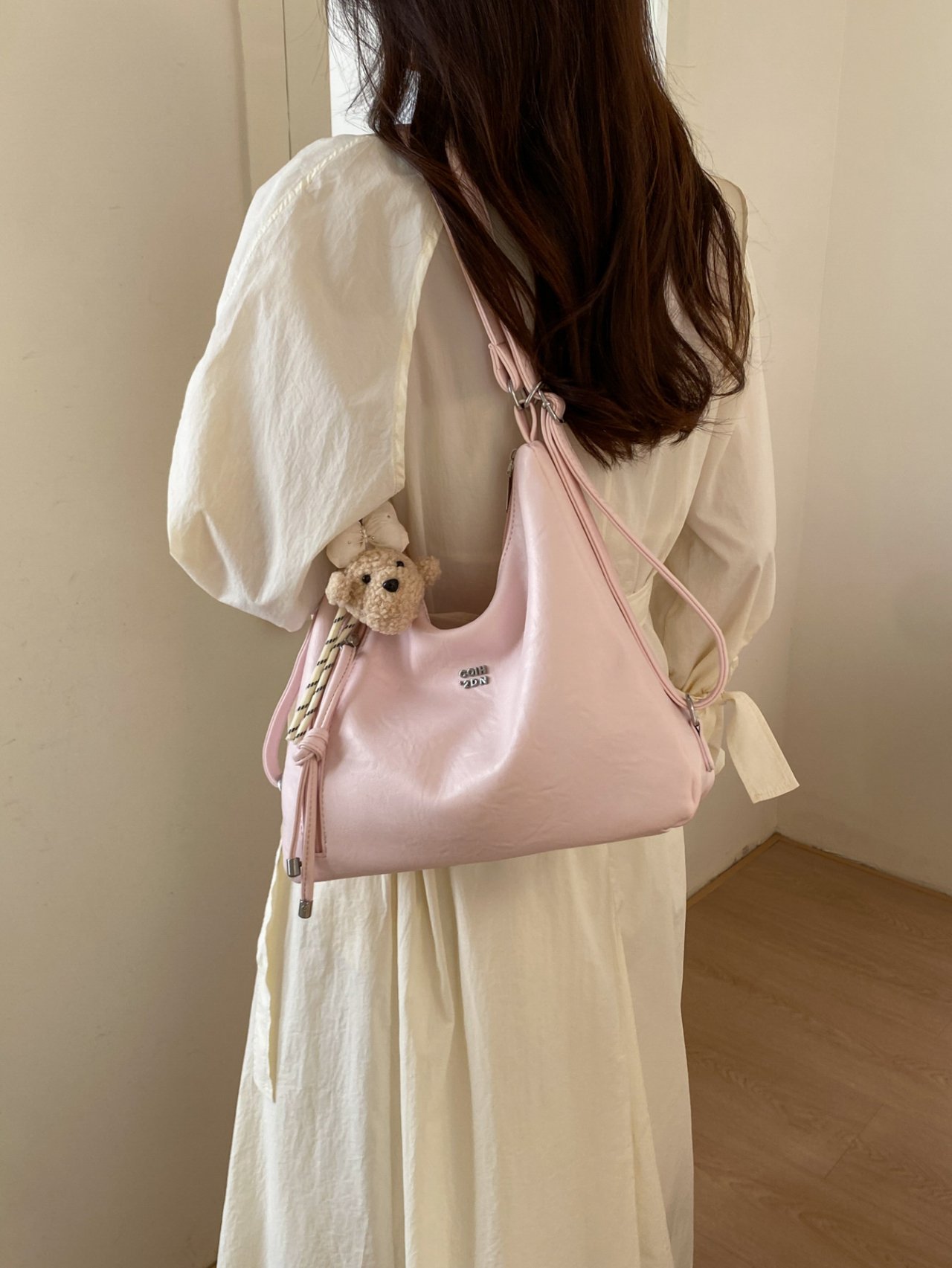 Pink Shoulder Bag with Adorable Pendant