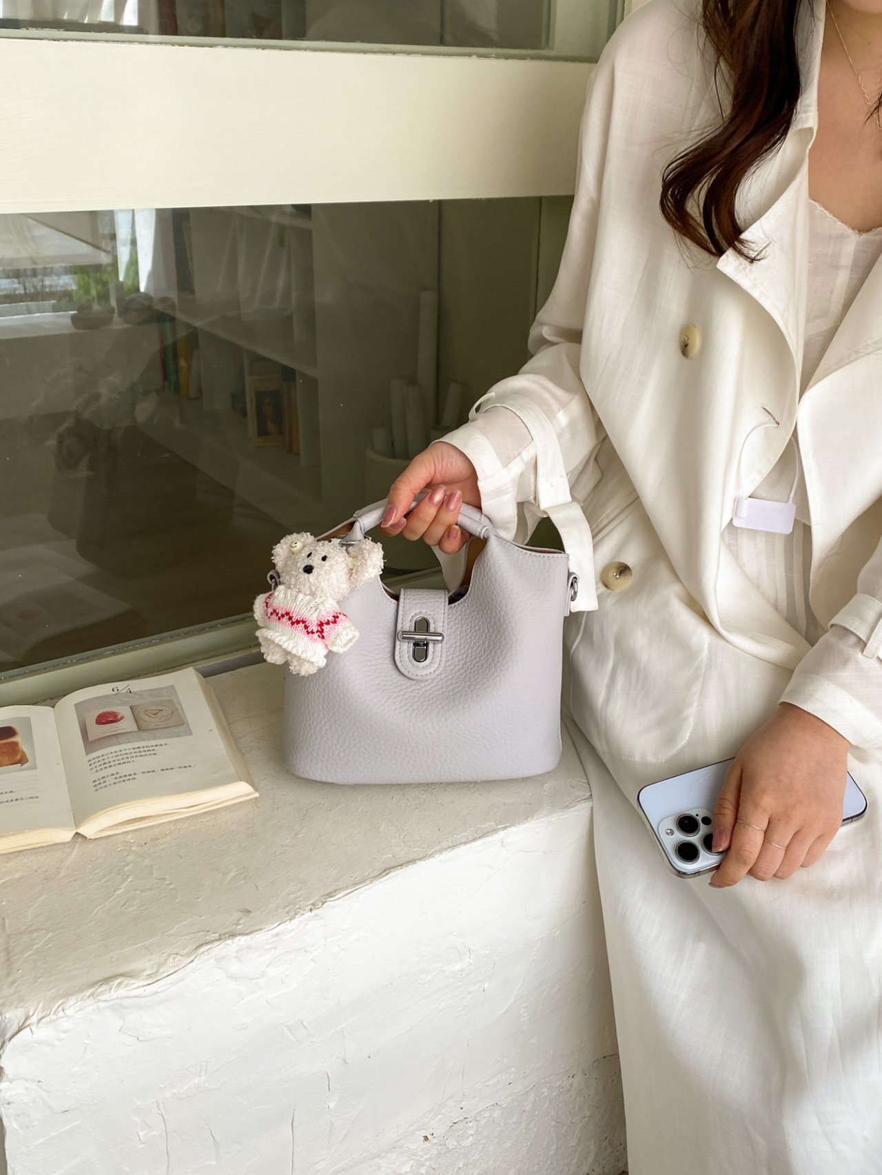 Purple Crossbody Handbag with Charm