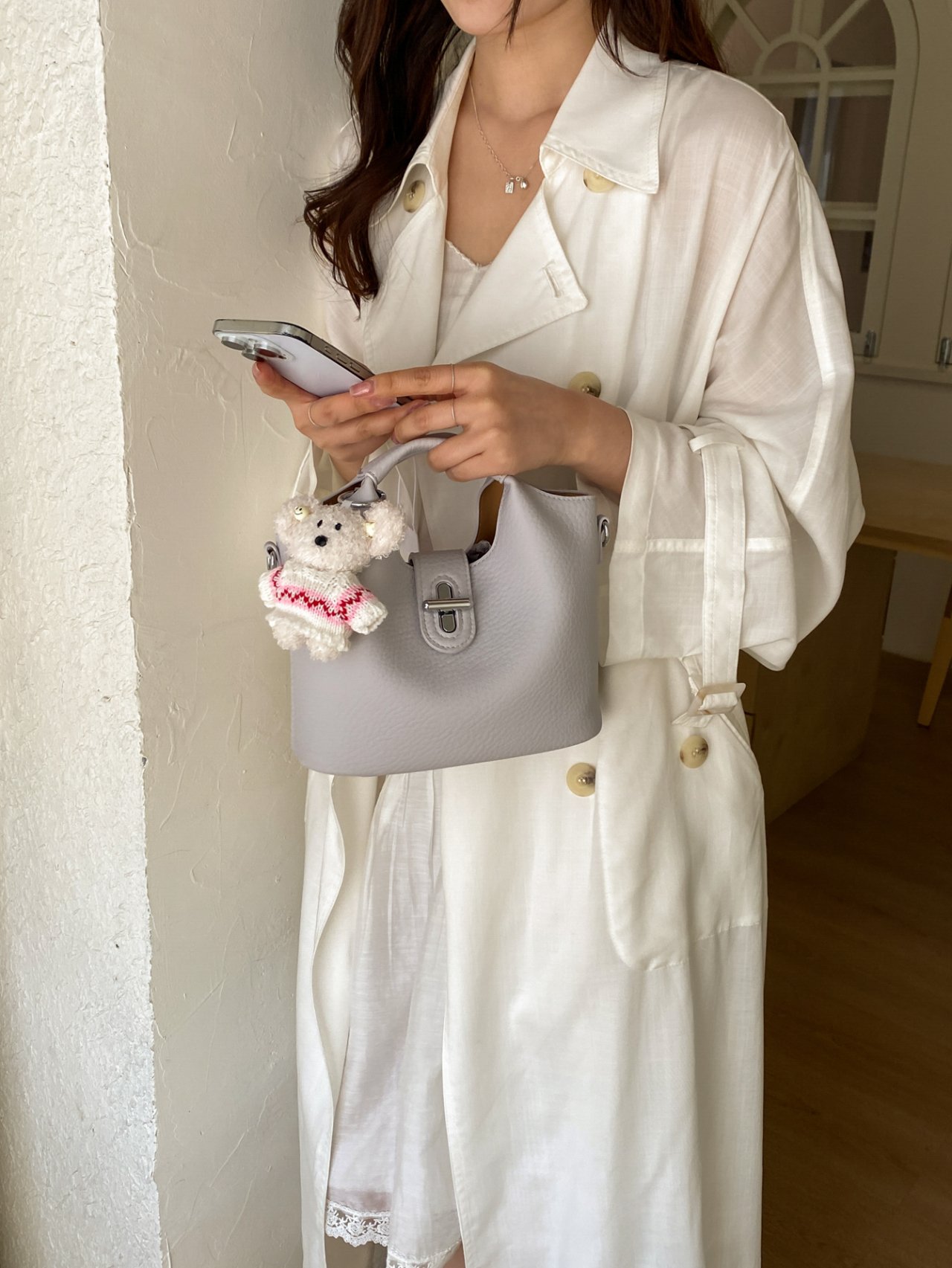 Purple Crossbody Handbag with Charm