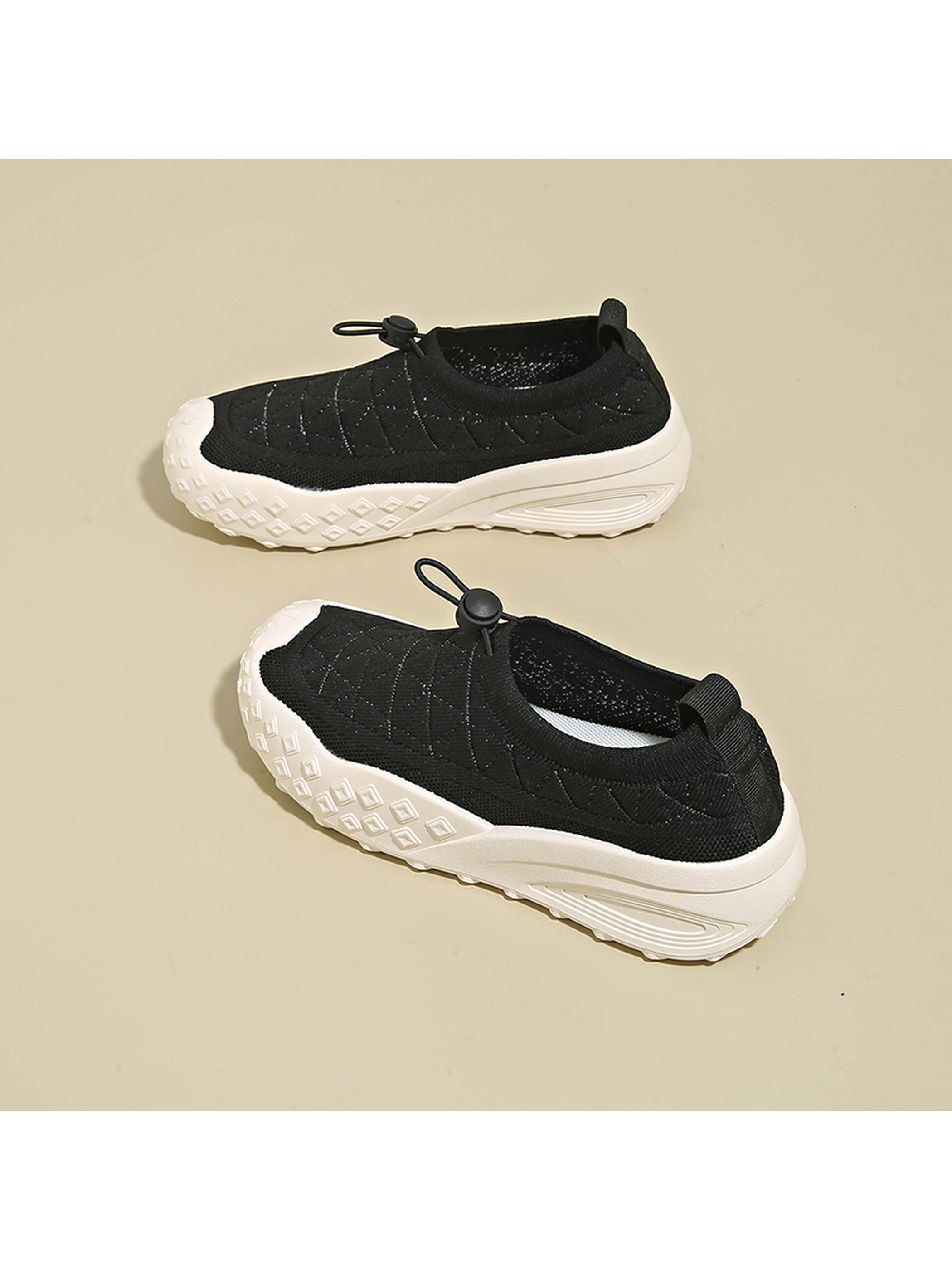 Black Slip-On Comfort Sneakers with Flat Sole