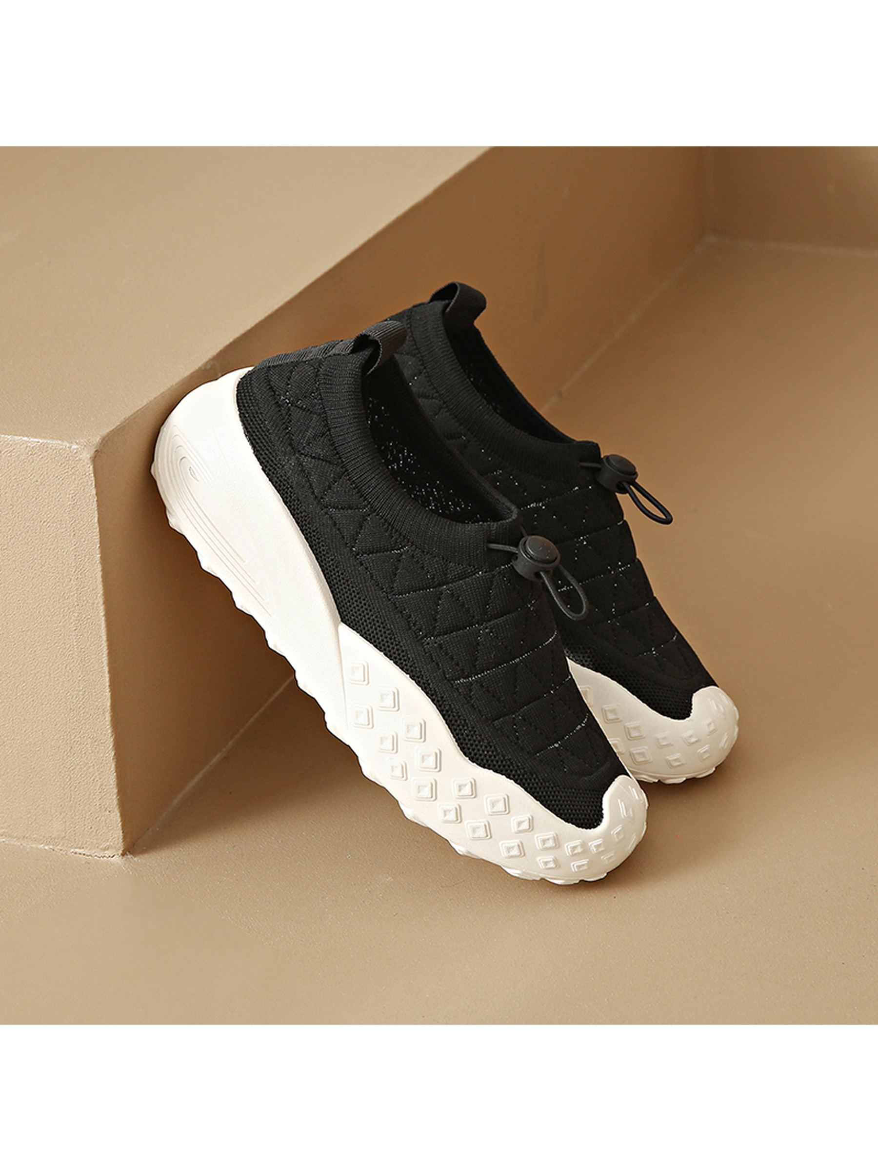 Black Slip-On Comfort Sneakers with Flat Sole