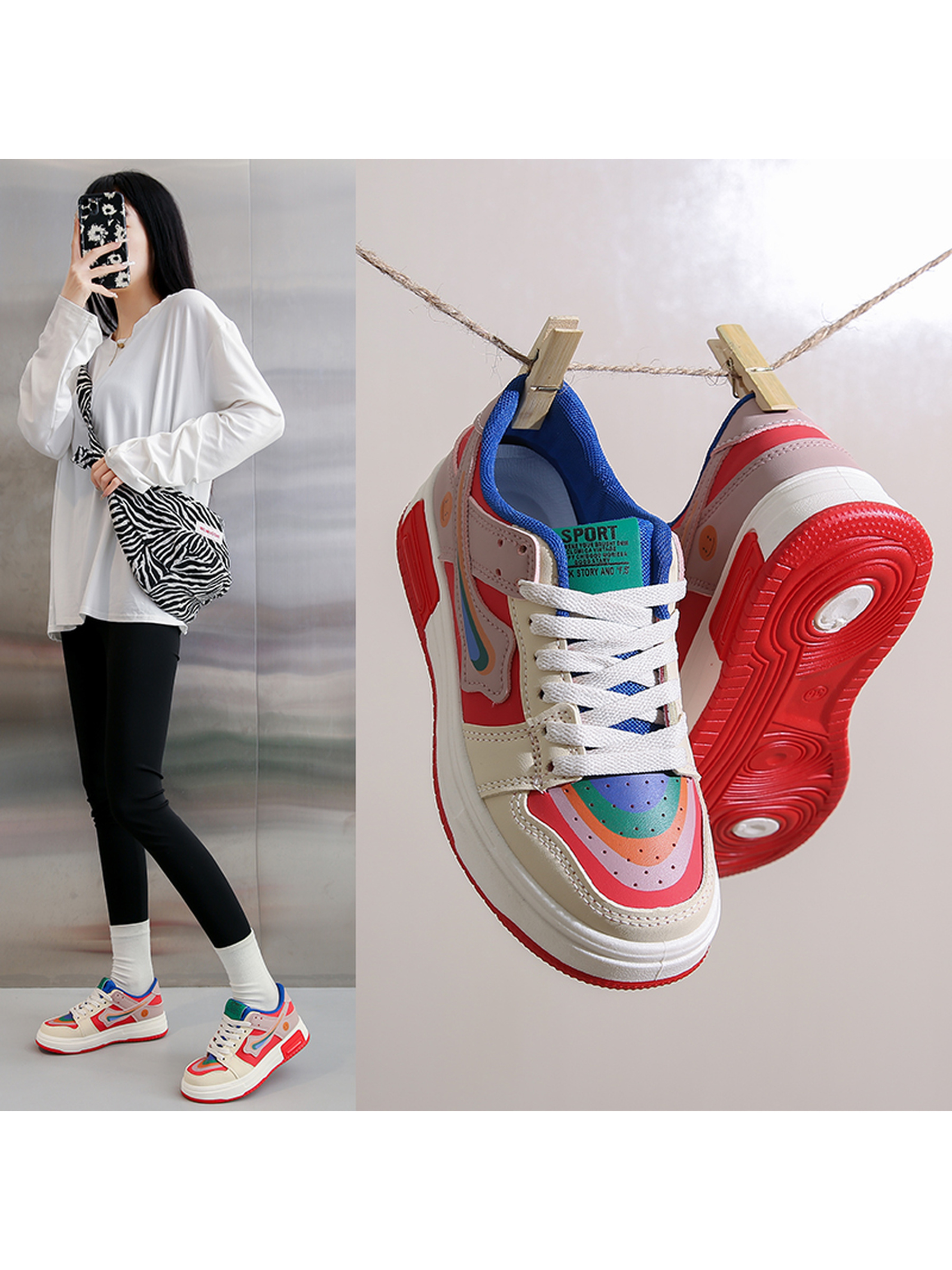 Multi-Color Lace-Up Sneakers