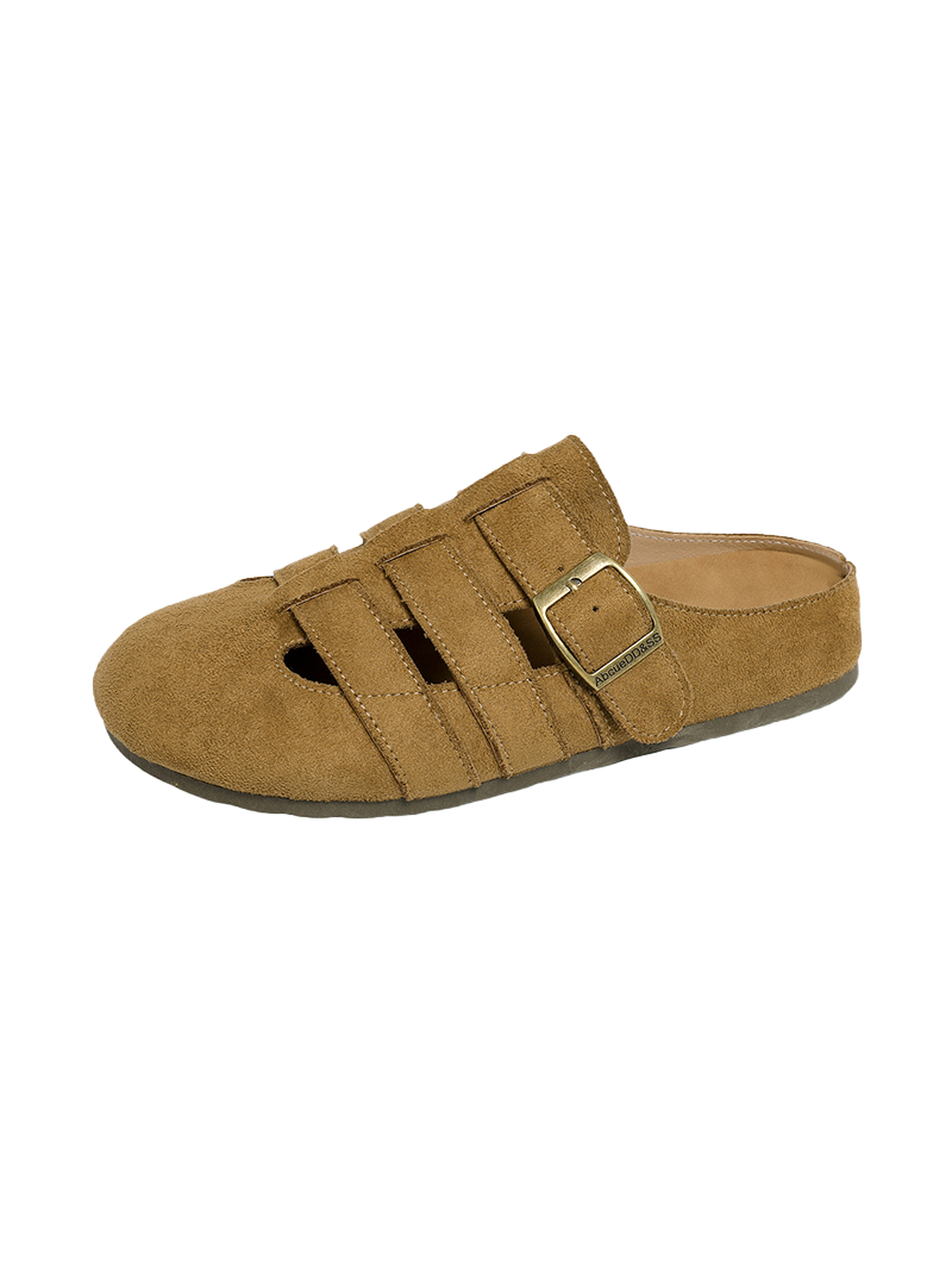 Tan Suede Look Flat Mule Sandals