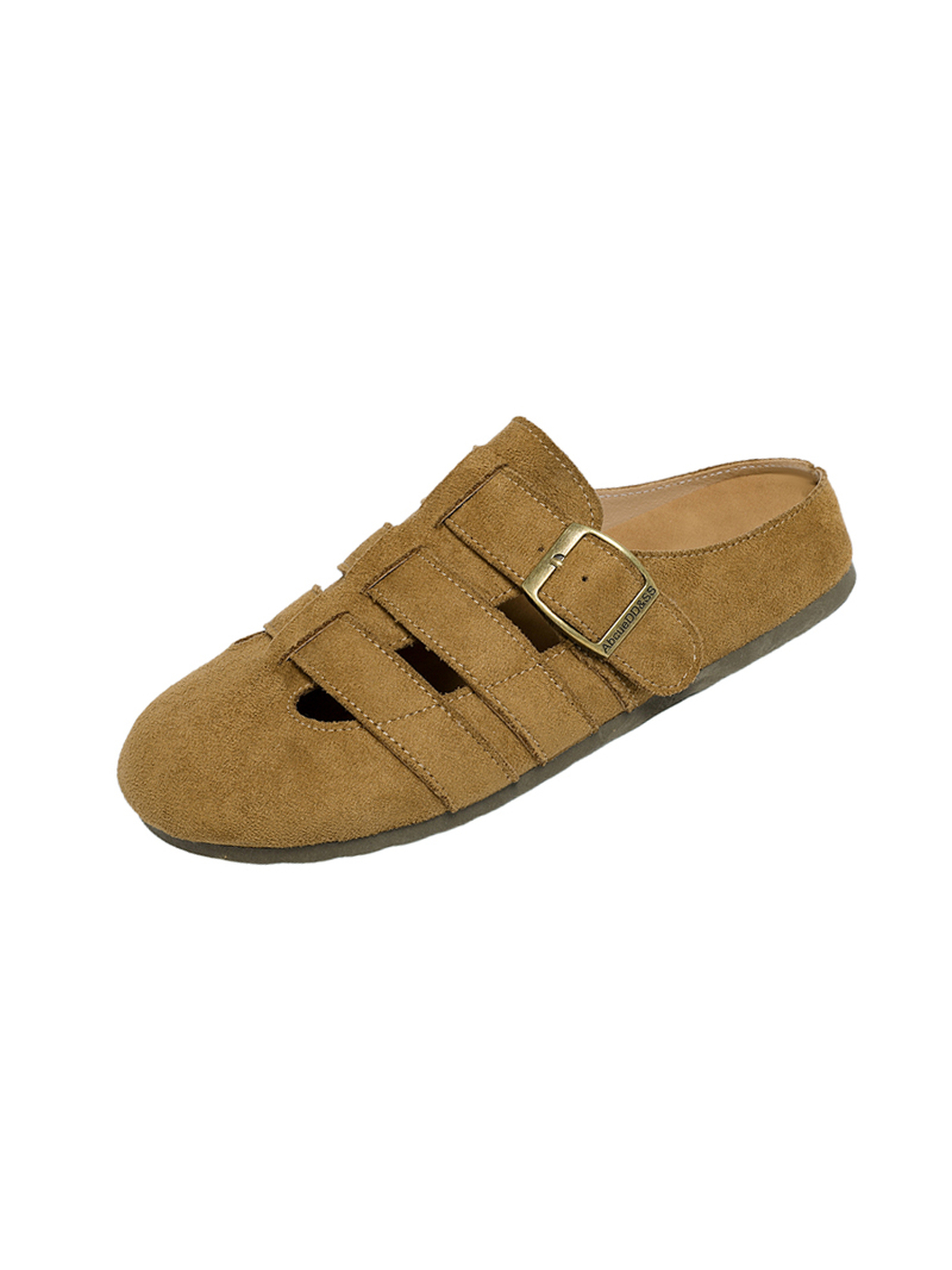Tan Suede Look Flat Mule Sandals